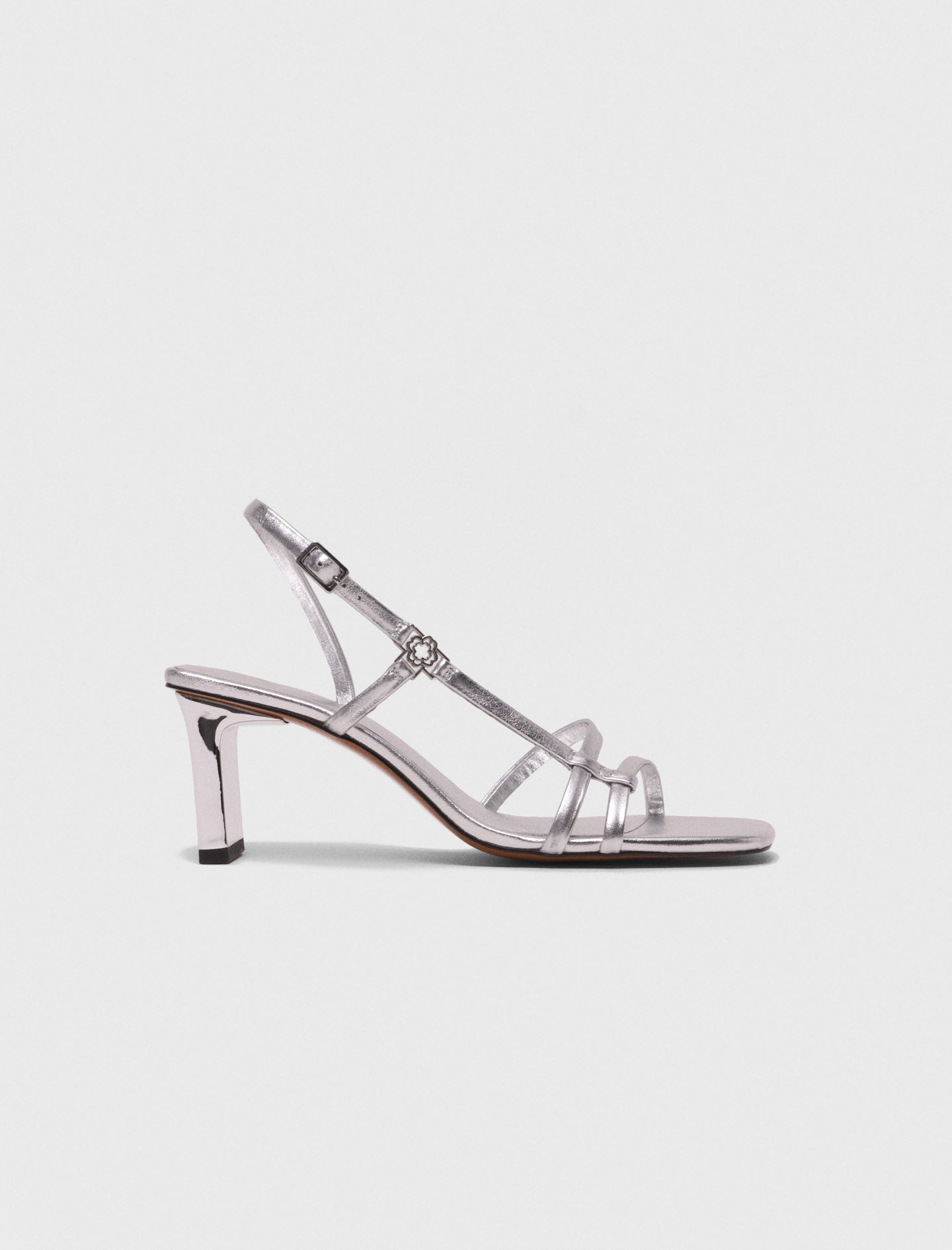 Metallic strappy sandals with heel
