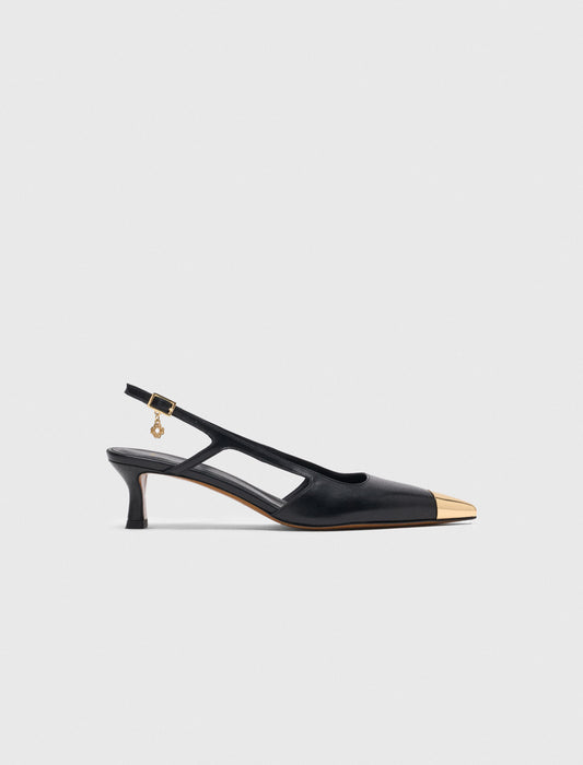 Smooth leather slingback pumps