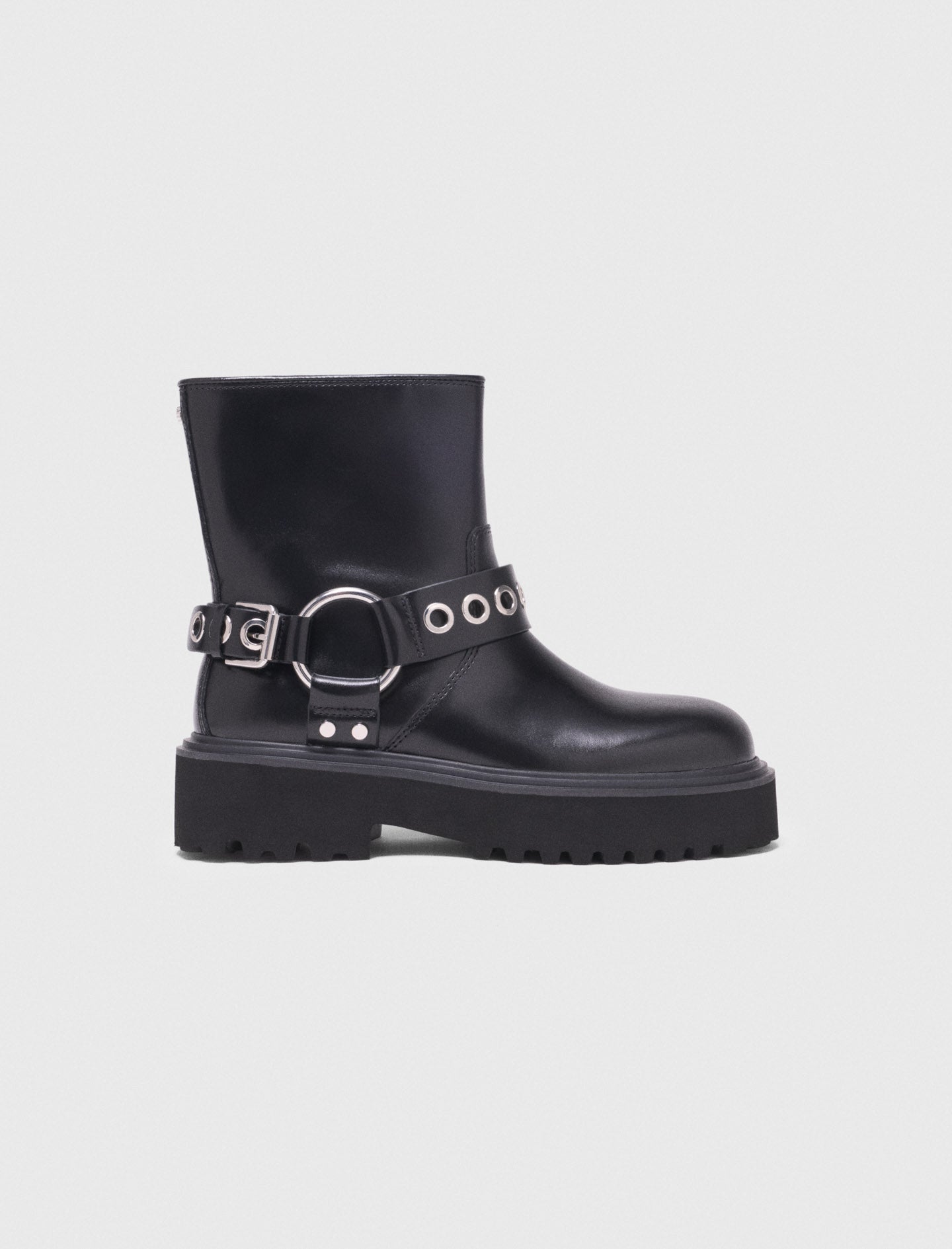 Leather Biker Boot BLACK