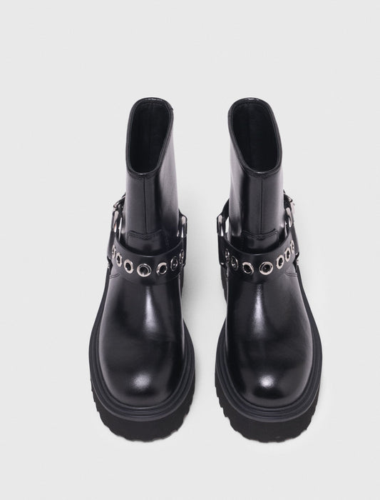Leather Biker Boot BLACK