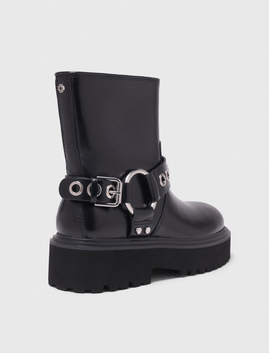 Leather Biker Boot BLACK