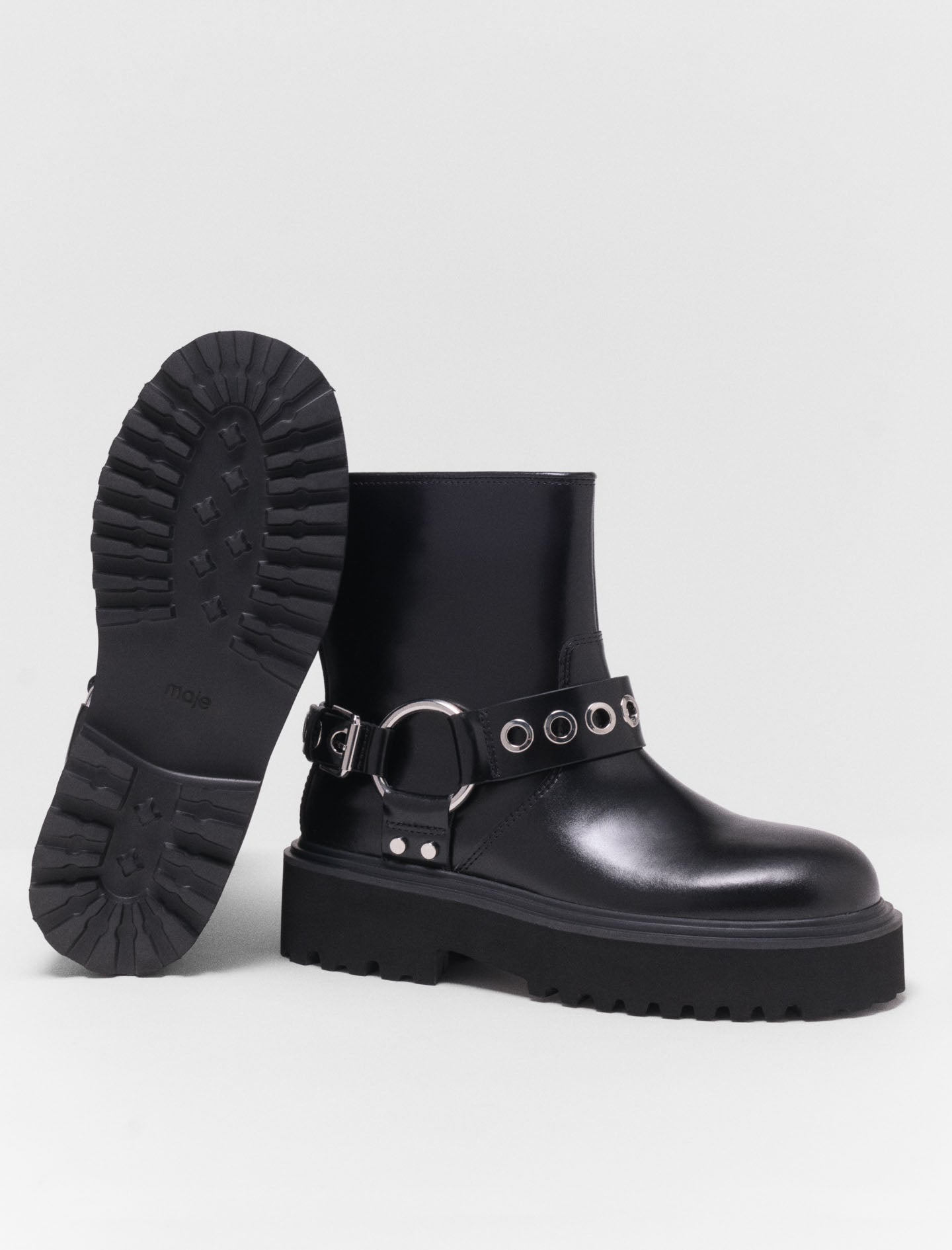 Leather Biker Boot BLACK