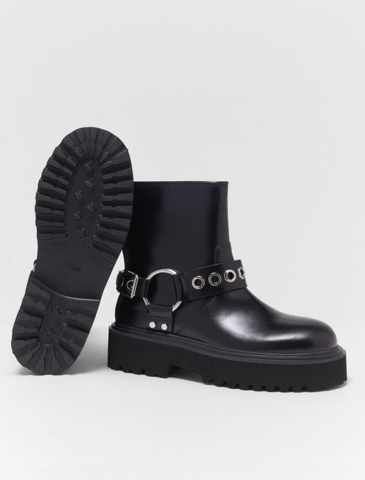 Leather Biker Boot BLACK