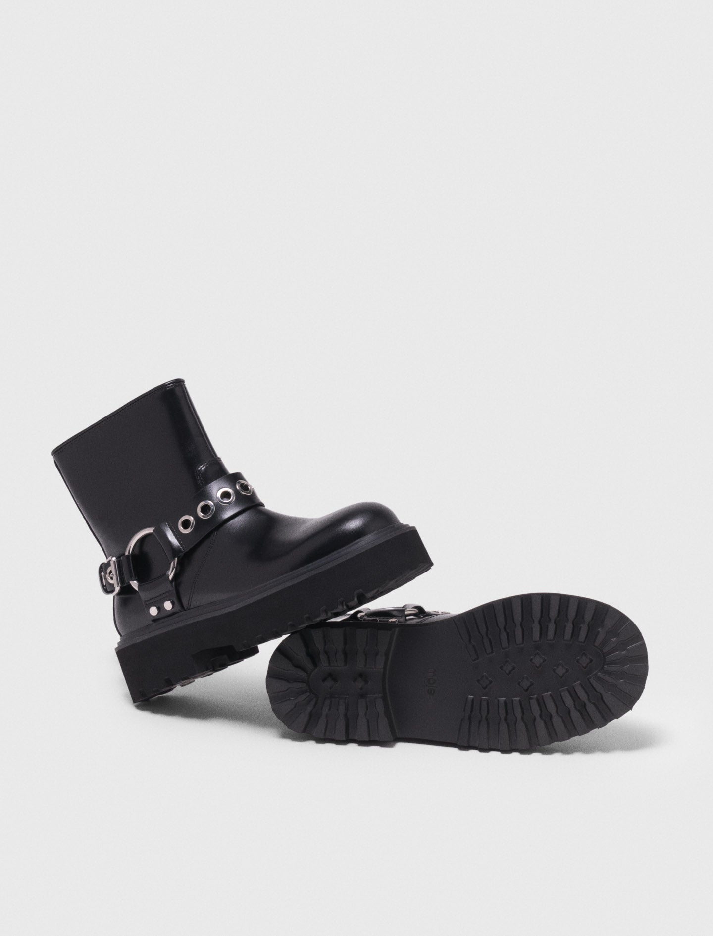 Leather Biker Boot BLACK