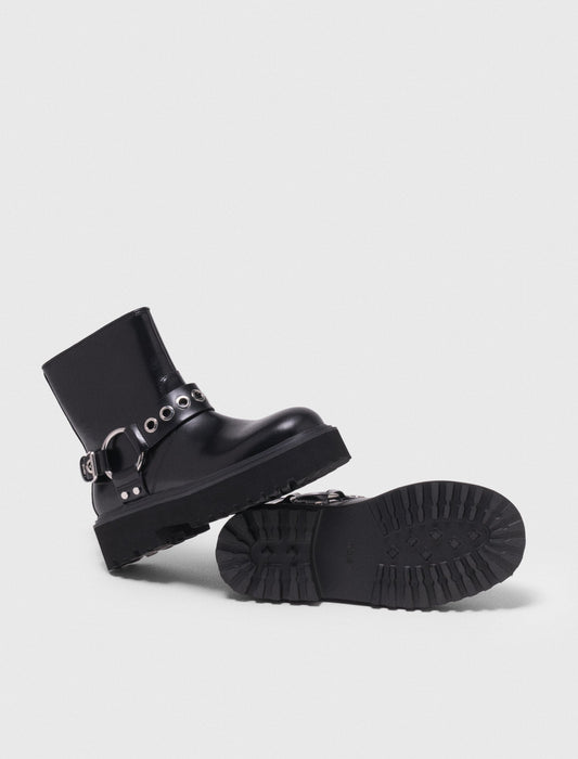 Leather Biker Boot BLACK
