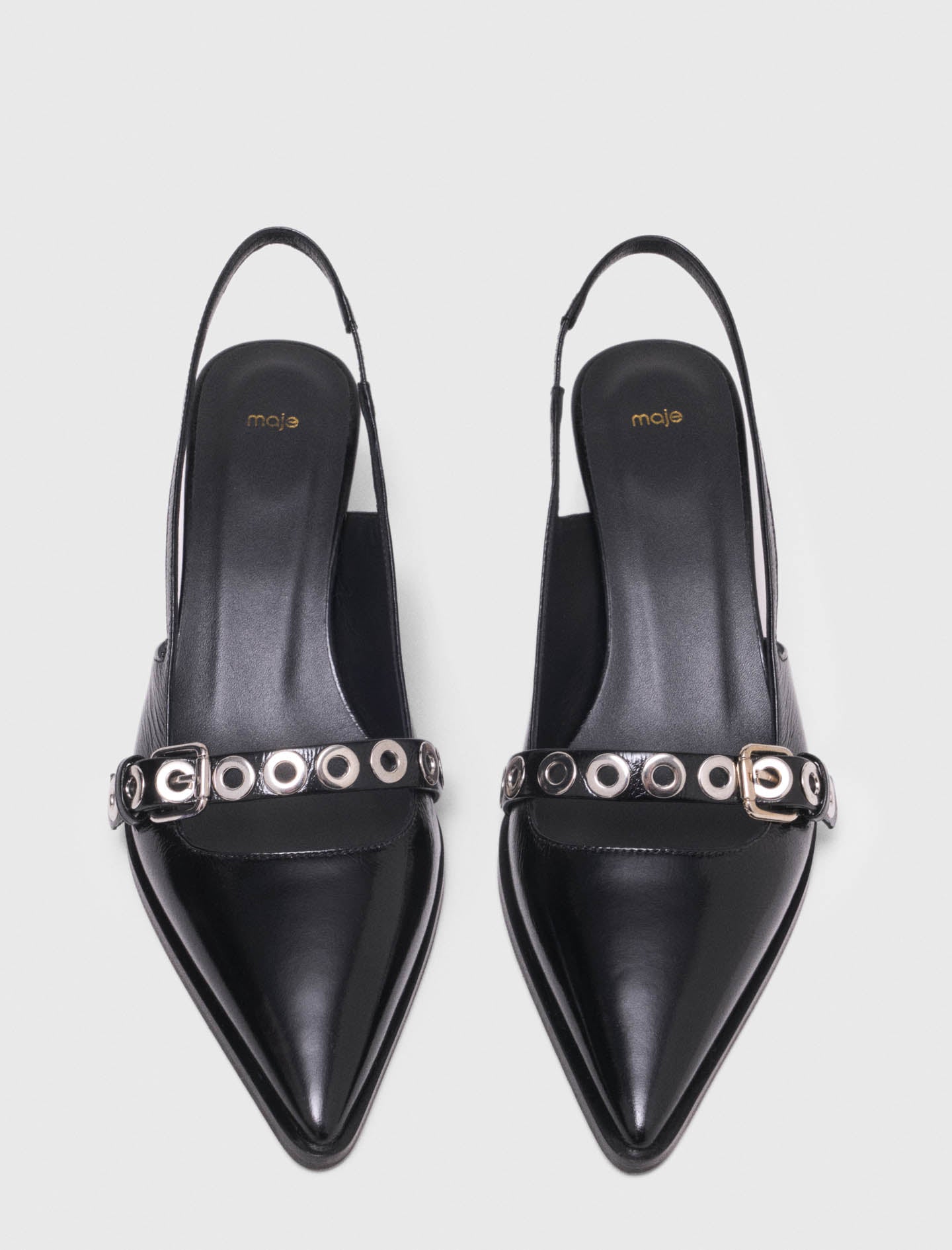 Leather Pumps With Eyelet Strap Black