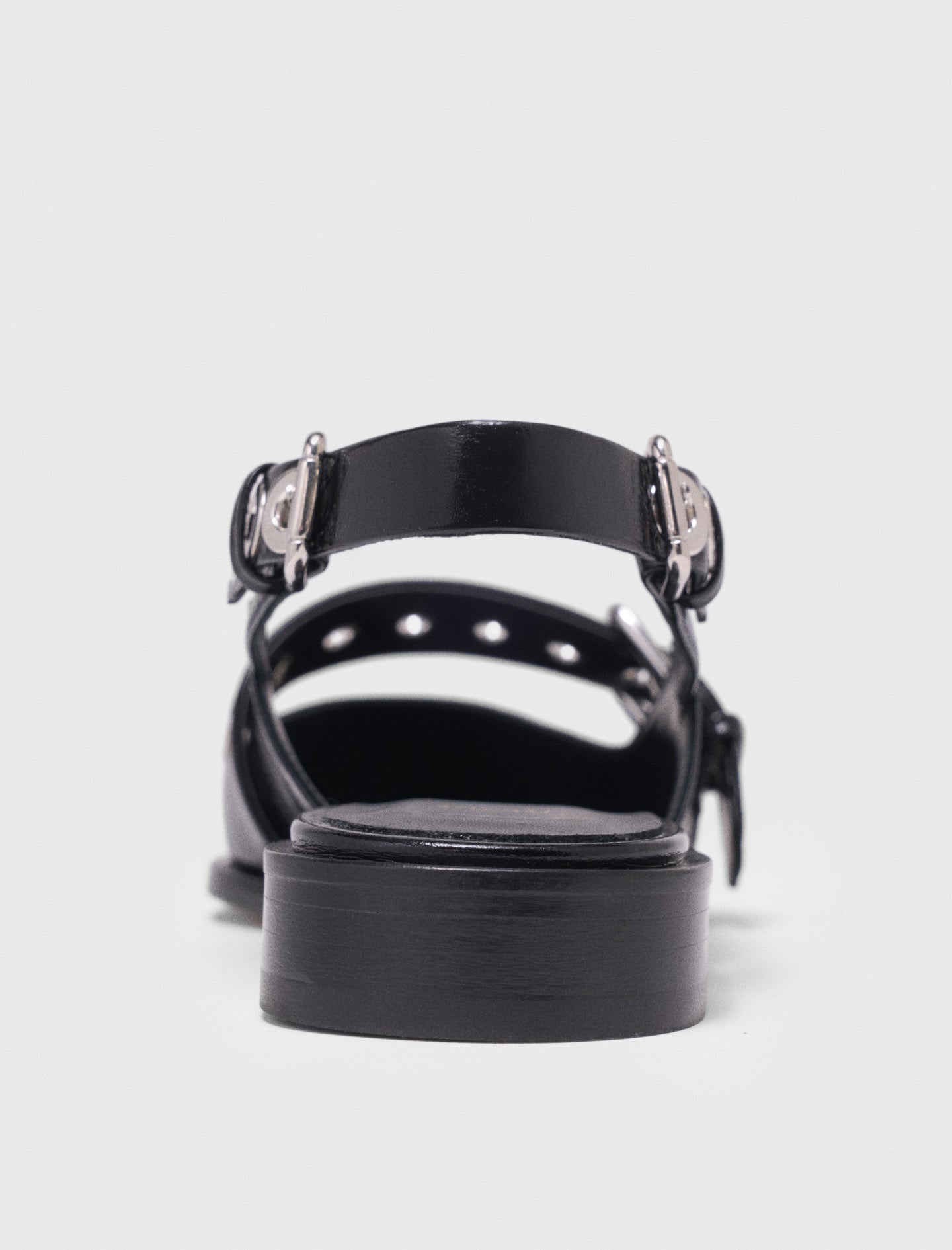 Flat Leather Strap Slingbacks Black