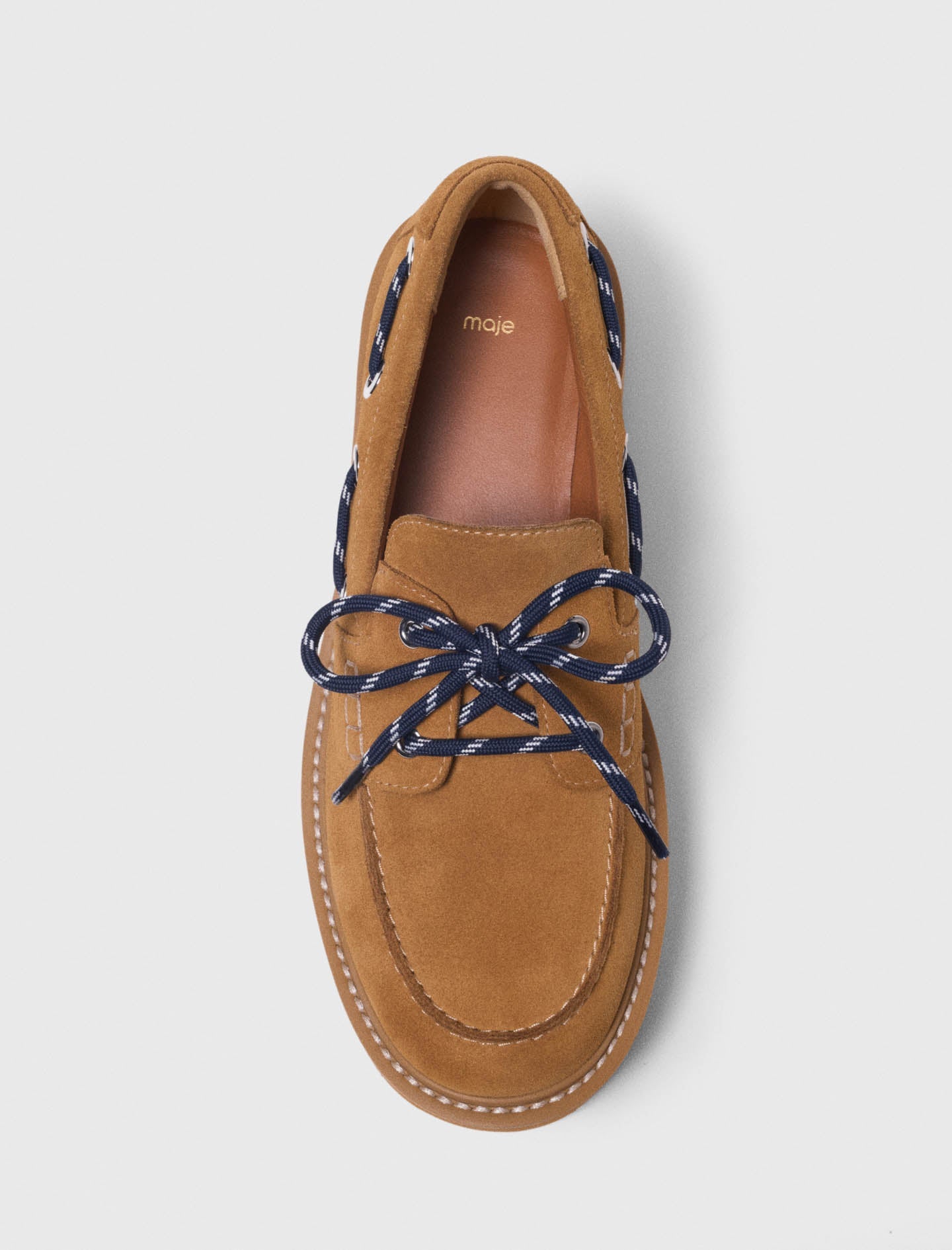 Suede Platform Boat Shoes CARAMEL