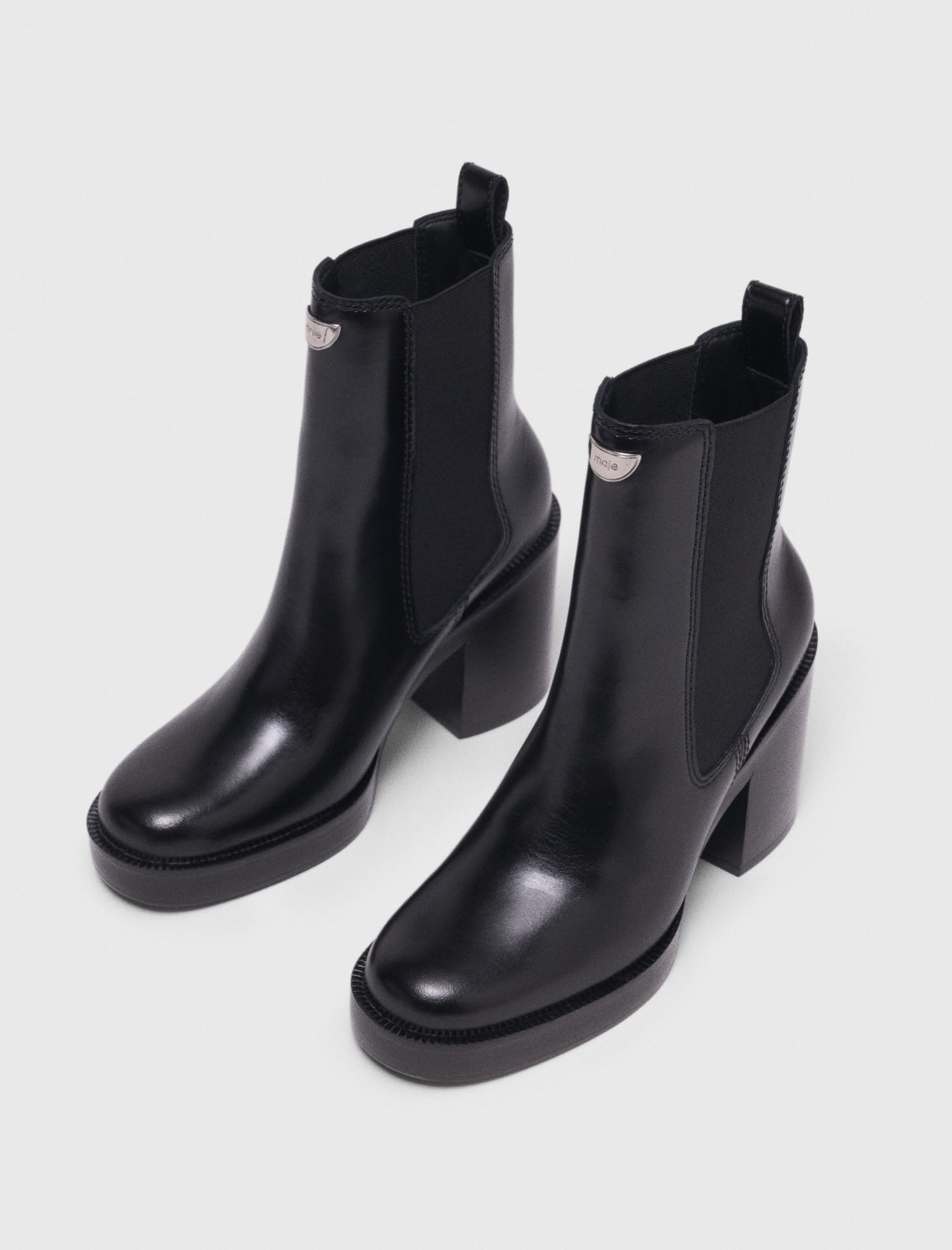 Heeled Leather Chelsea Boots Black