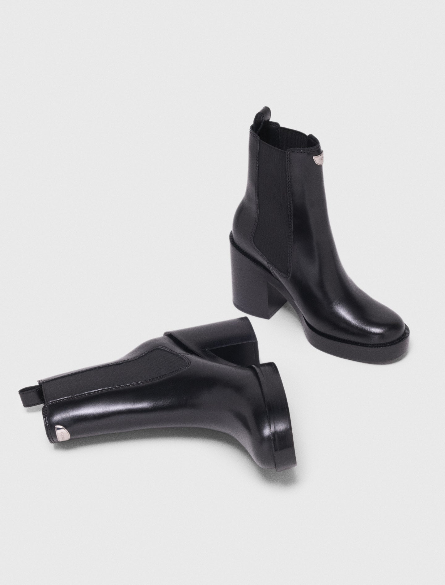 Heeled Leather Chelsea Boots Black