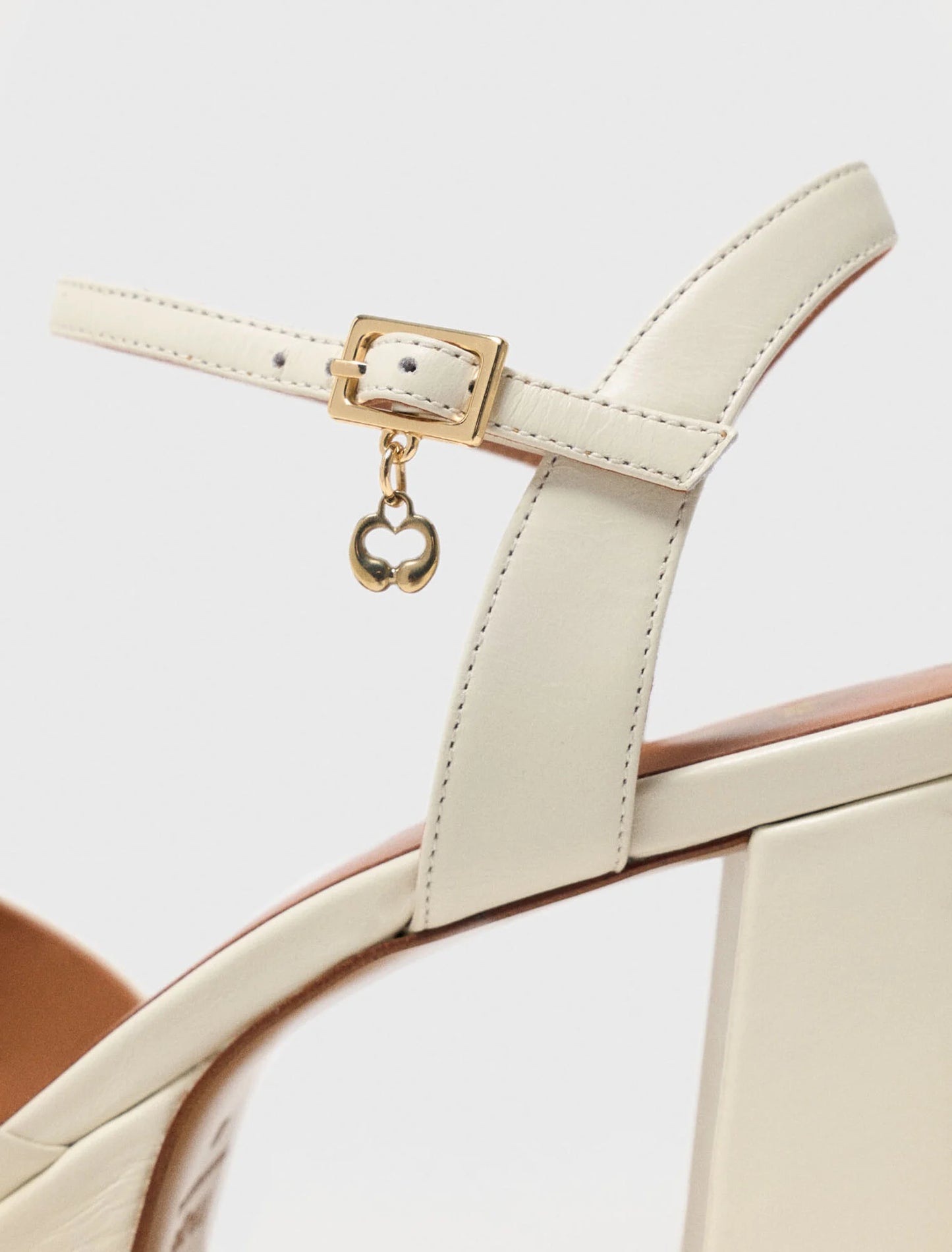 Leather Platform Sandals Ecru