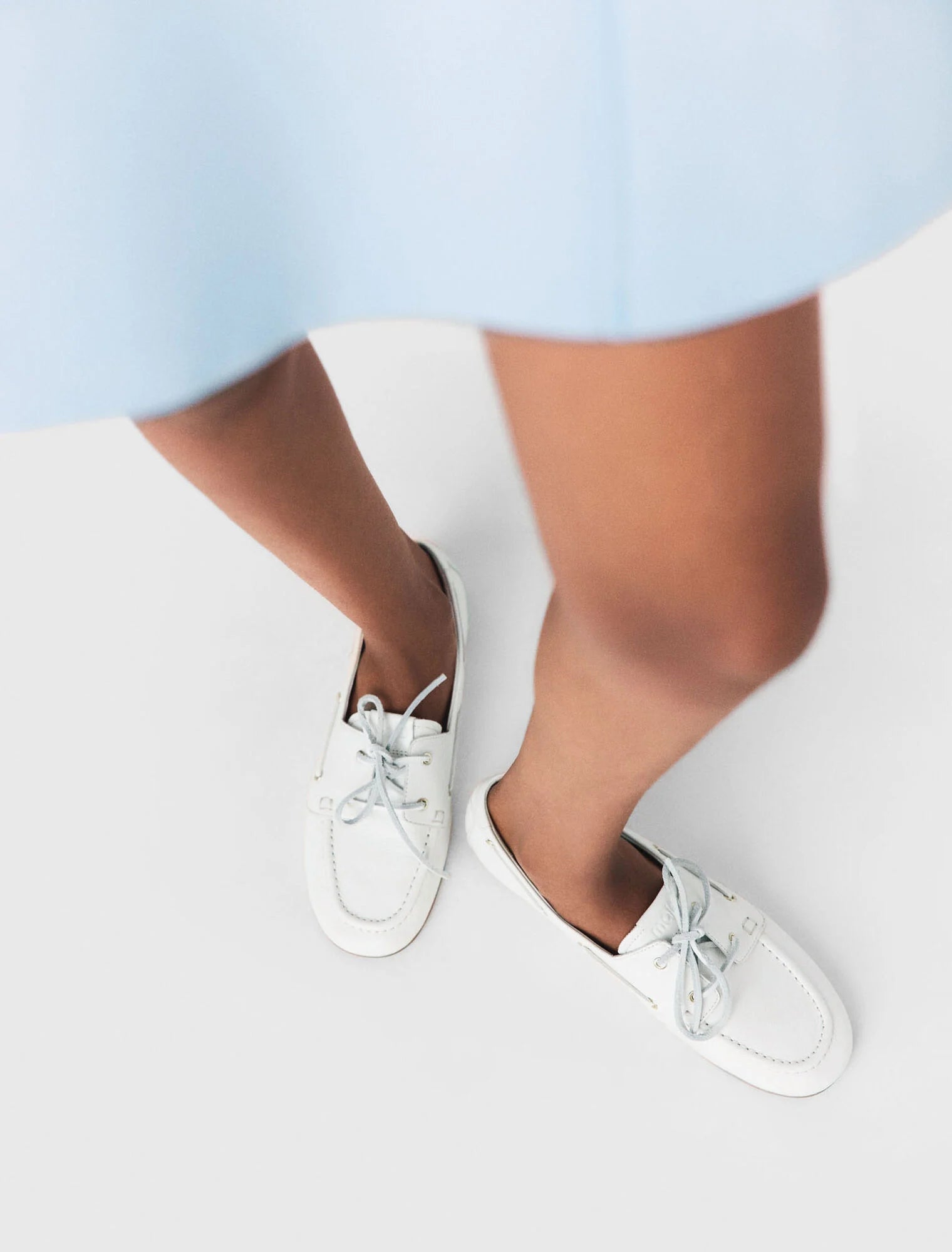 Leather Boat Shoes White