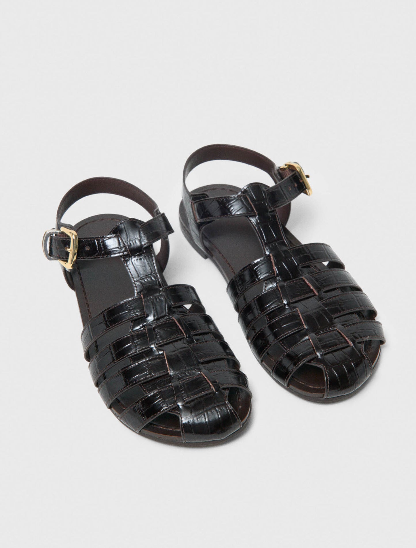Multi-Strap Leather Sandals Brown