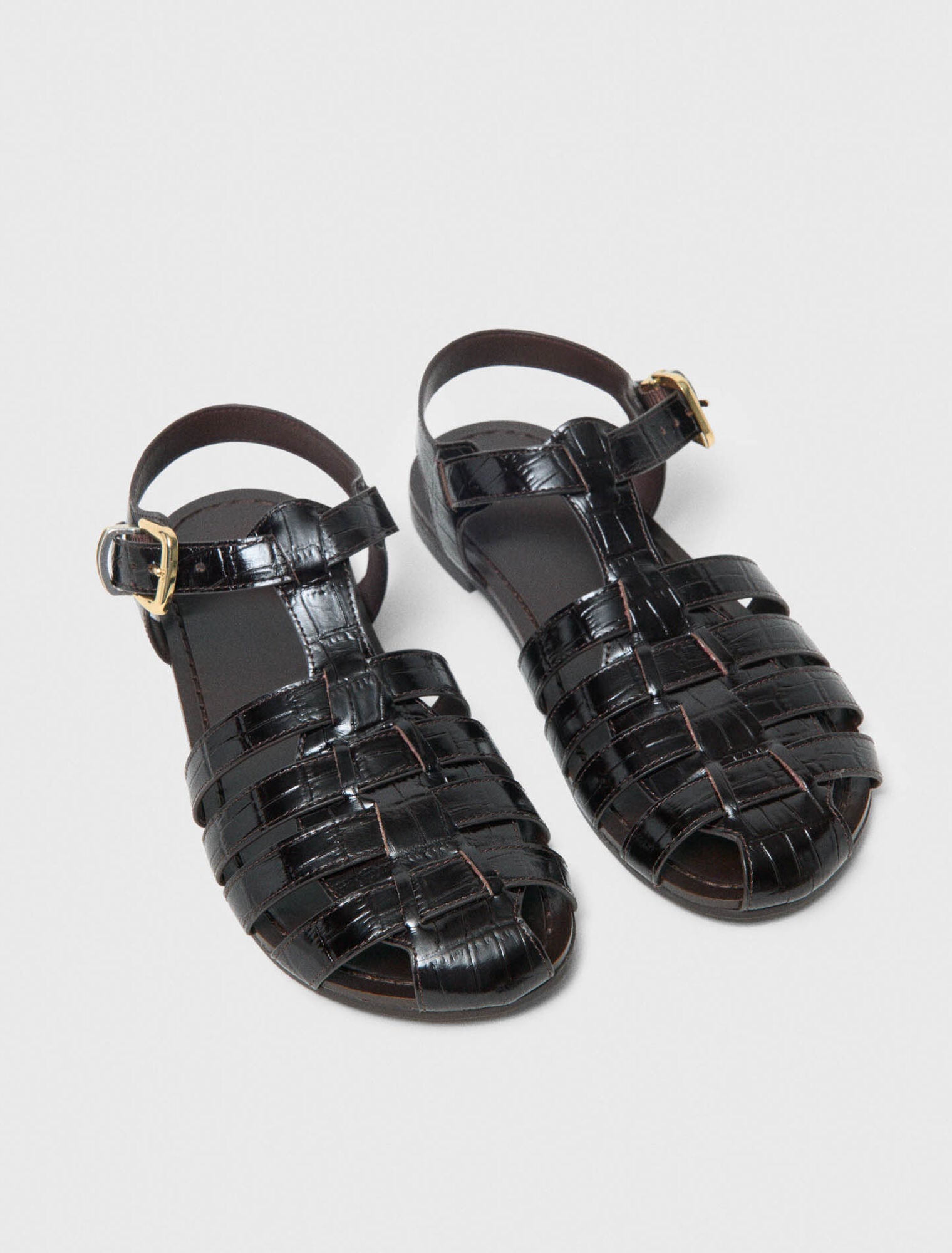 Multi-Strap Leather Sandals Brown