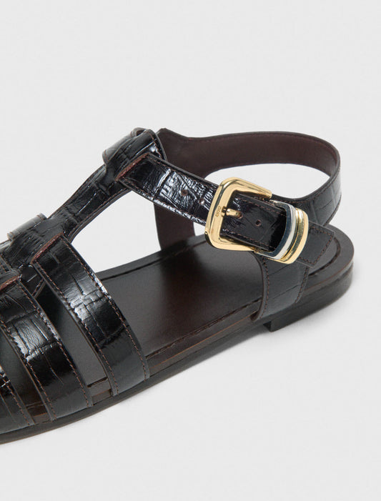 Multi-Strap Leather Sandals Brown