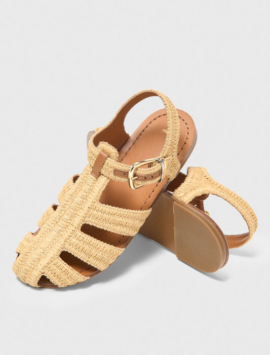 Flat Strap Sandals Beige