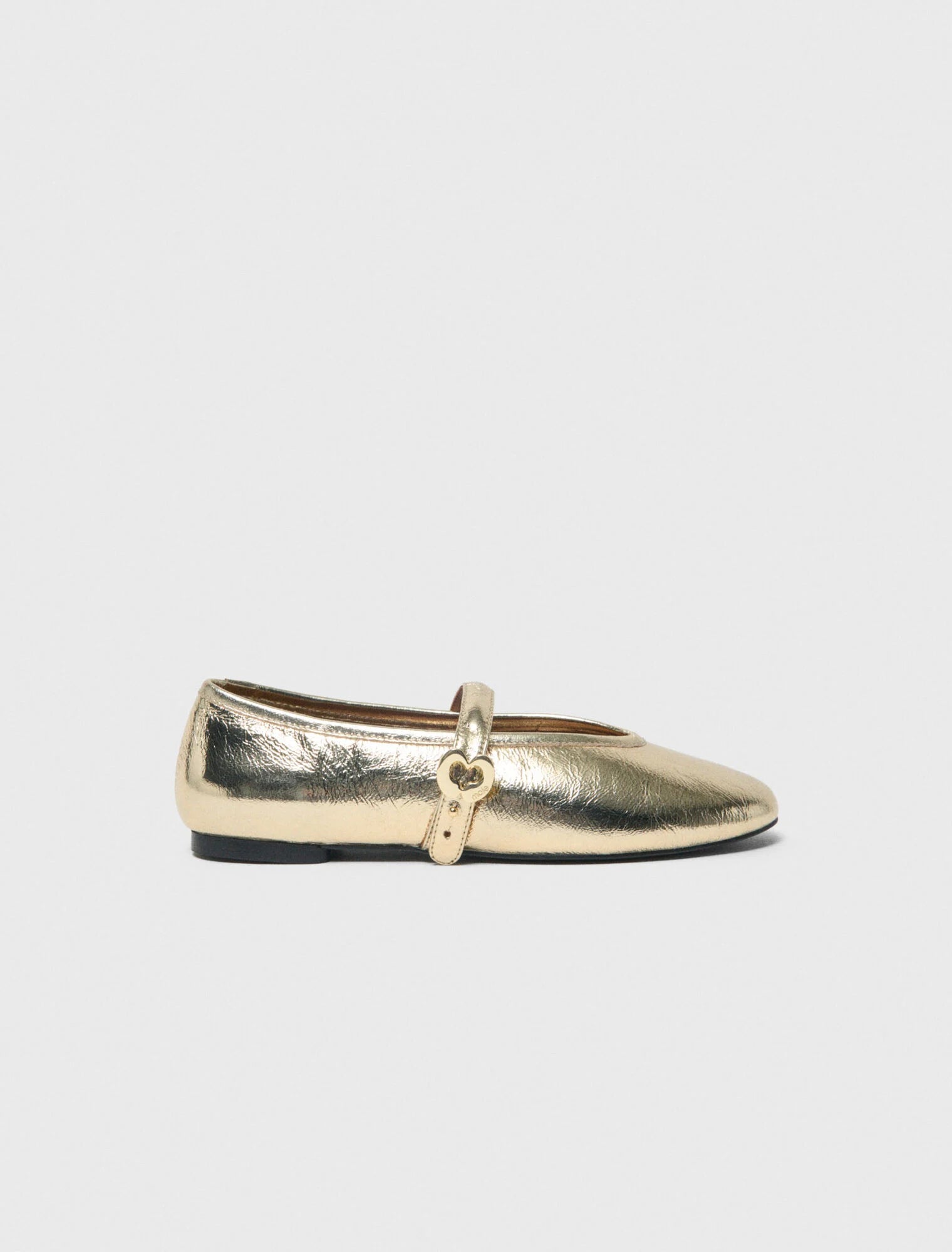 Metallic Leather Ballet Flats Light Gold