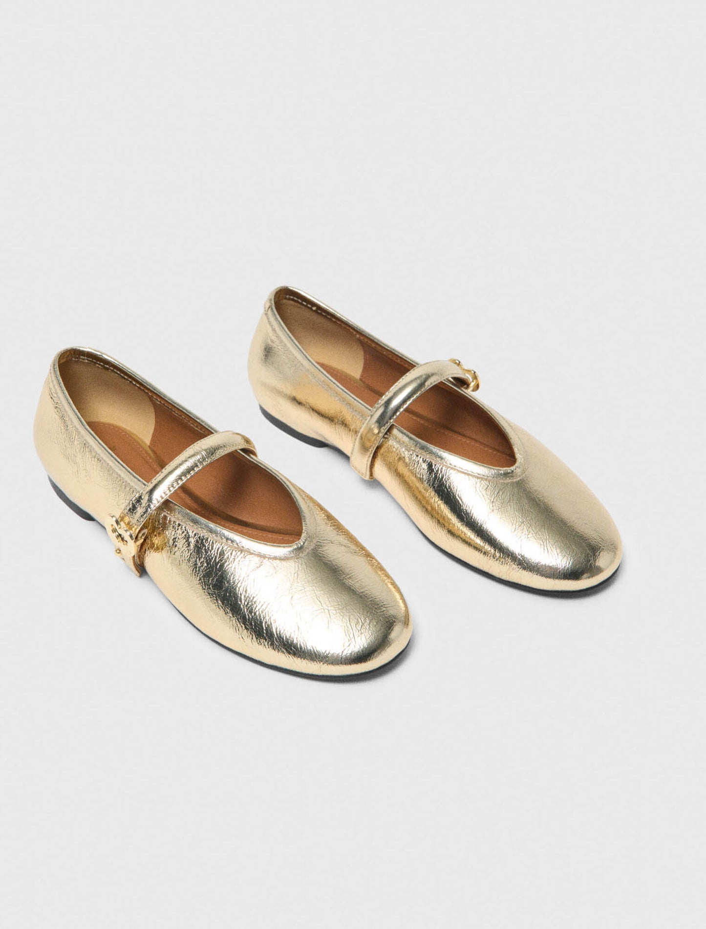Metallic Leather Ballet Flats Light Gold