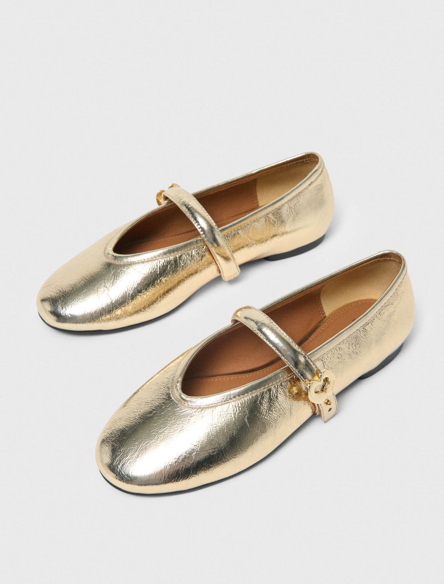 Metallic Leather Ballet Flats Light Gold