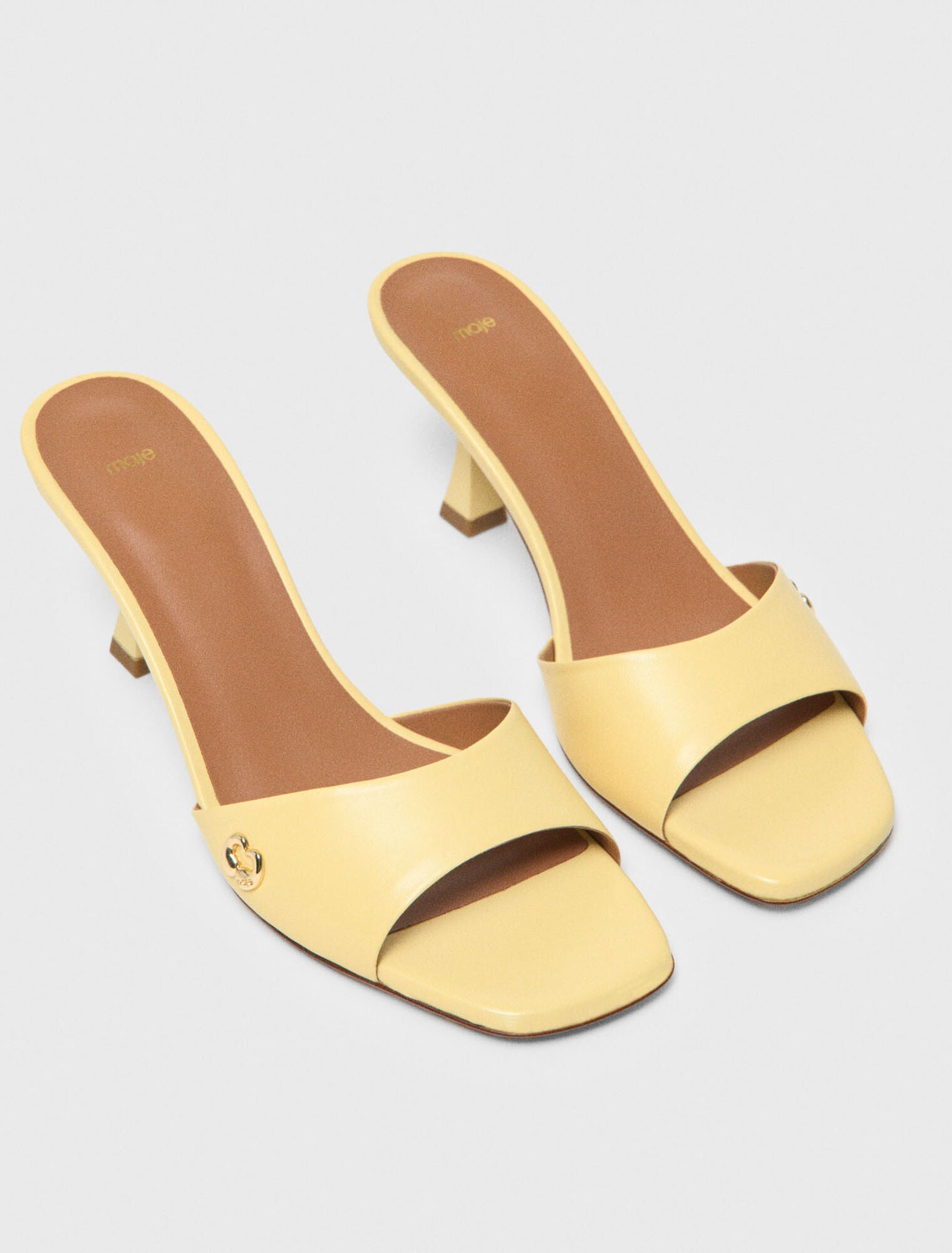 Leather Mules Pale Yellow