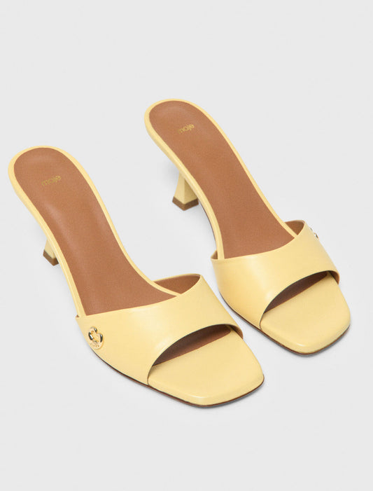 Leather Mules Pale Yellow