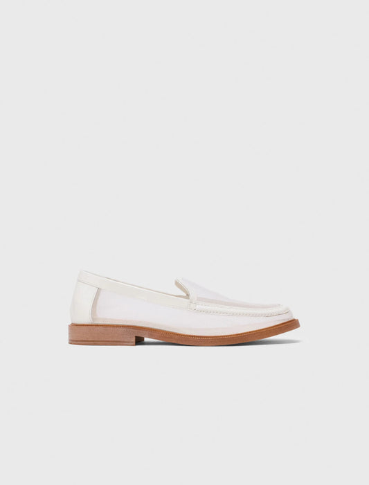 Leather and mesh loafers White