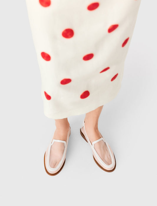 Leather and mesh loafers White