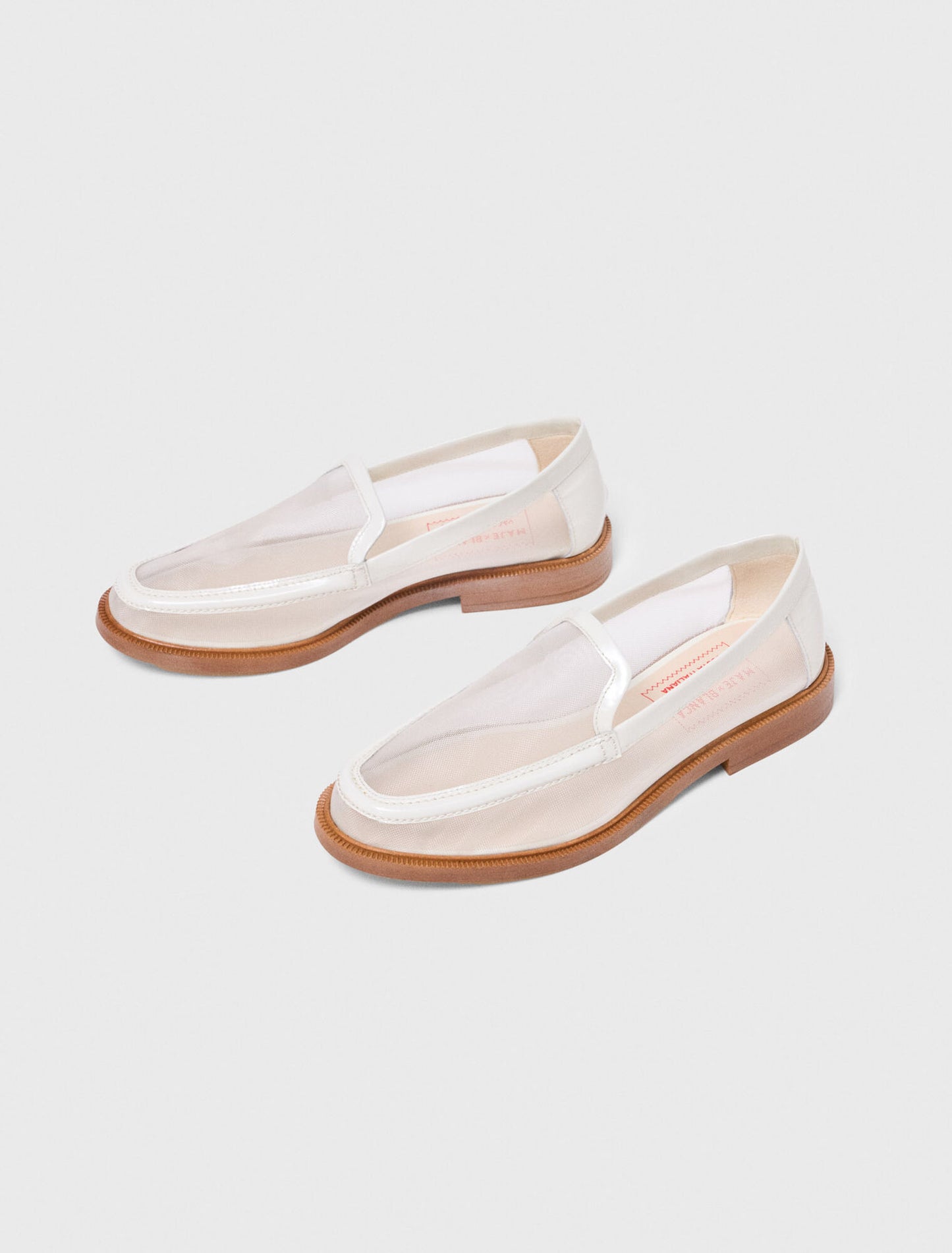Leather and mesh loafers White