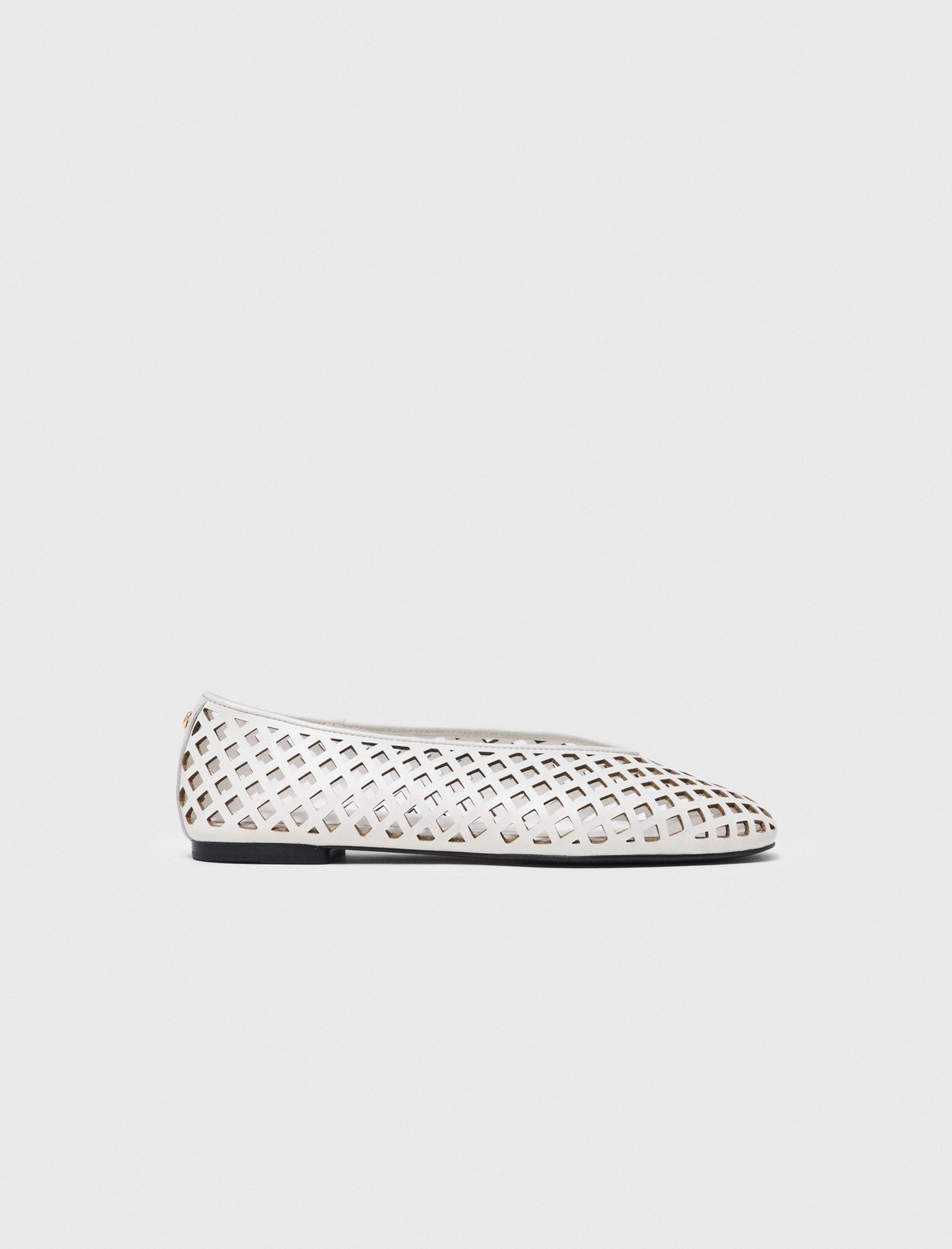 Perforated leather ballet flats White