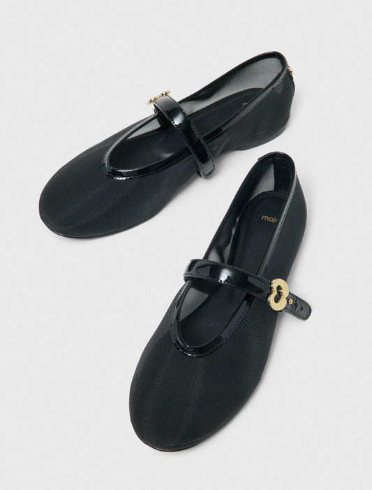 Mesh Ballet Flats Black