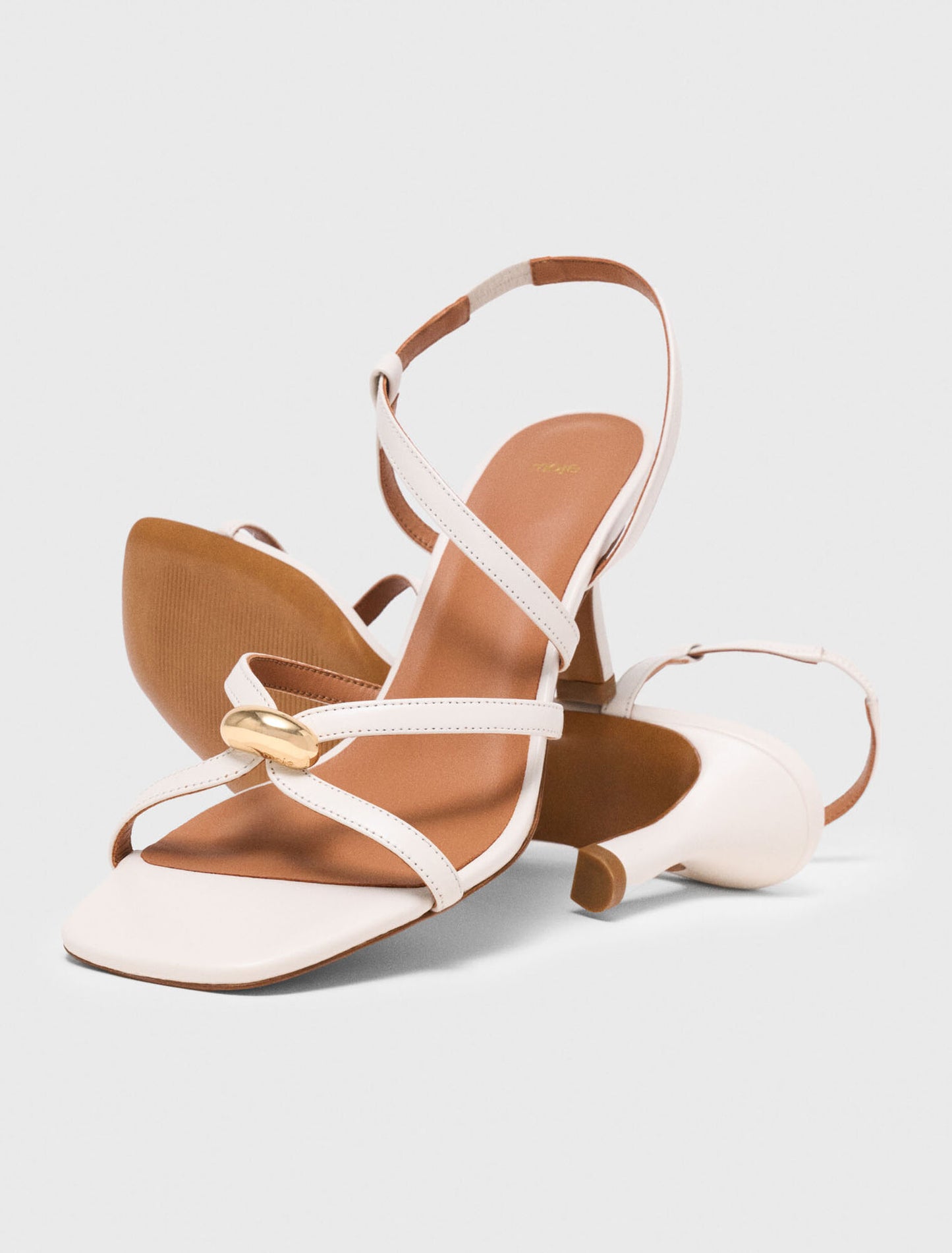 Multi-strap leather sandals Ecru