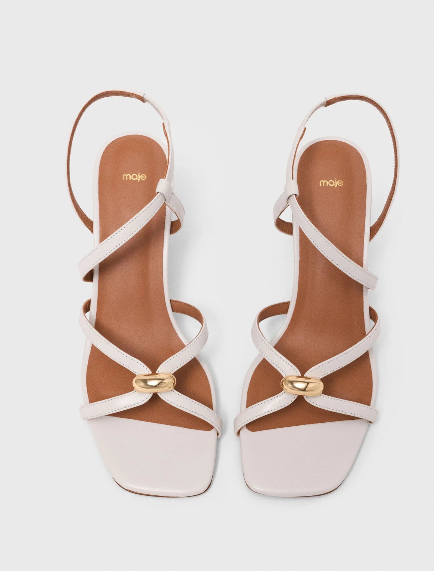 Multi-strap leather sandals Ecru