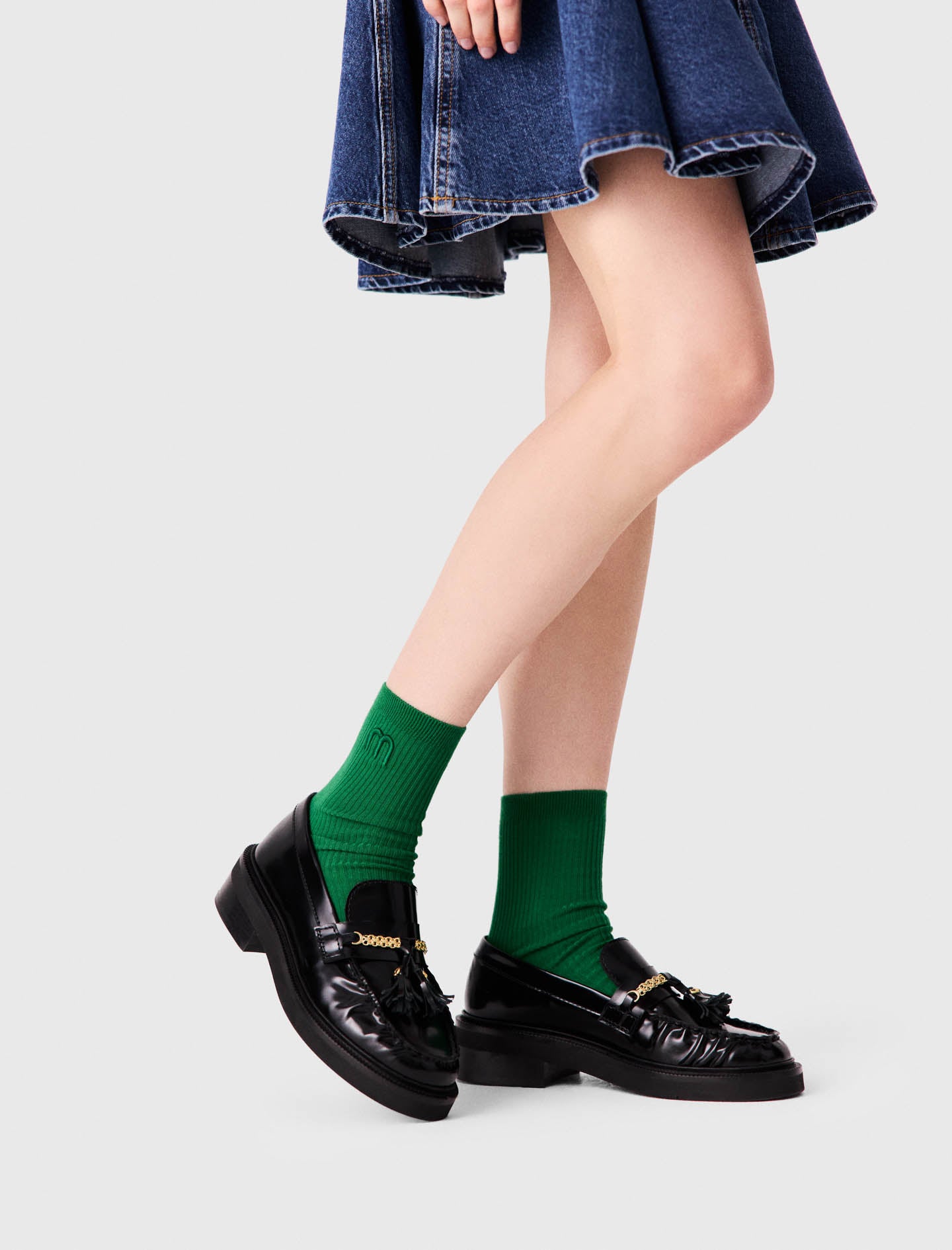Pleated-edge leather loafers Black