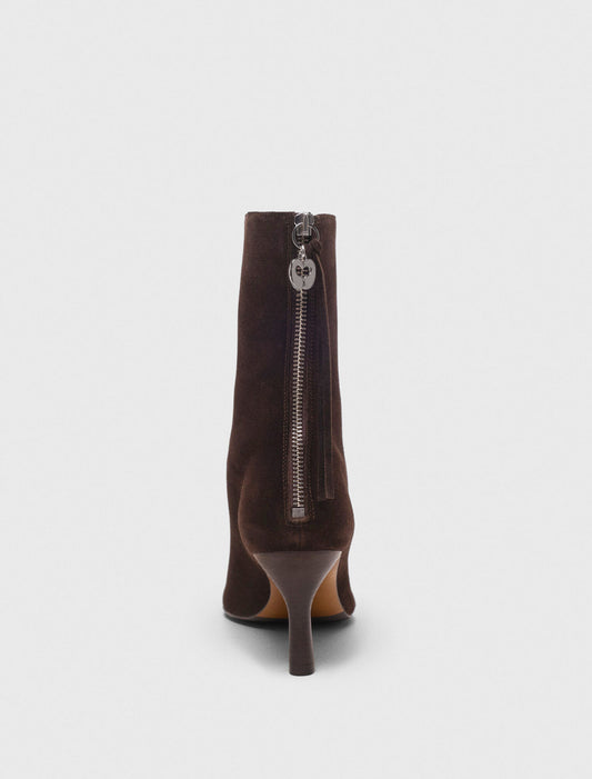 Zipped suede ankle boots Dark Brown