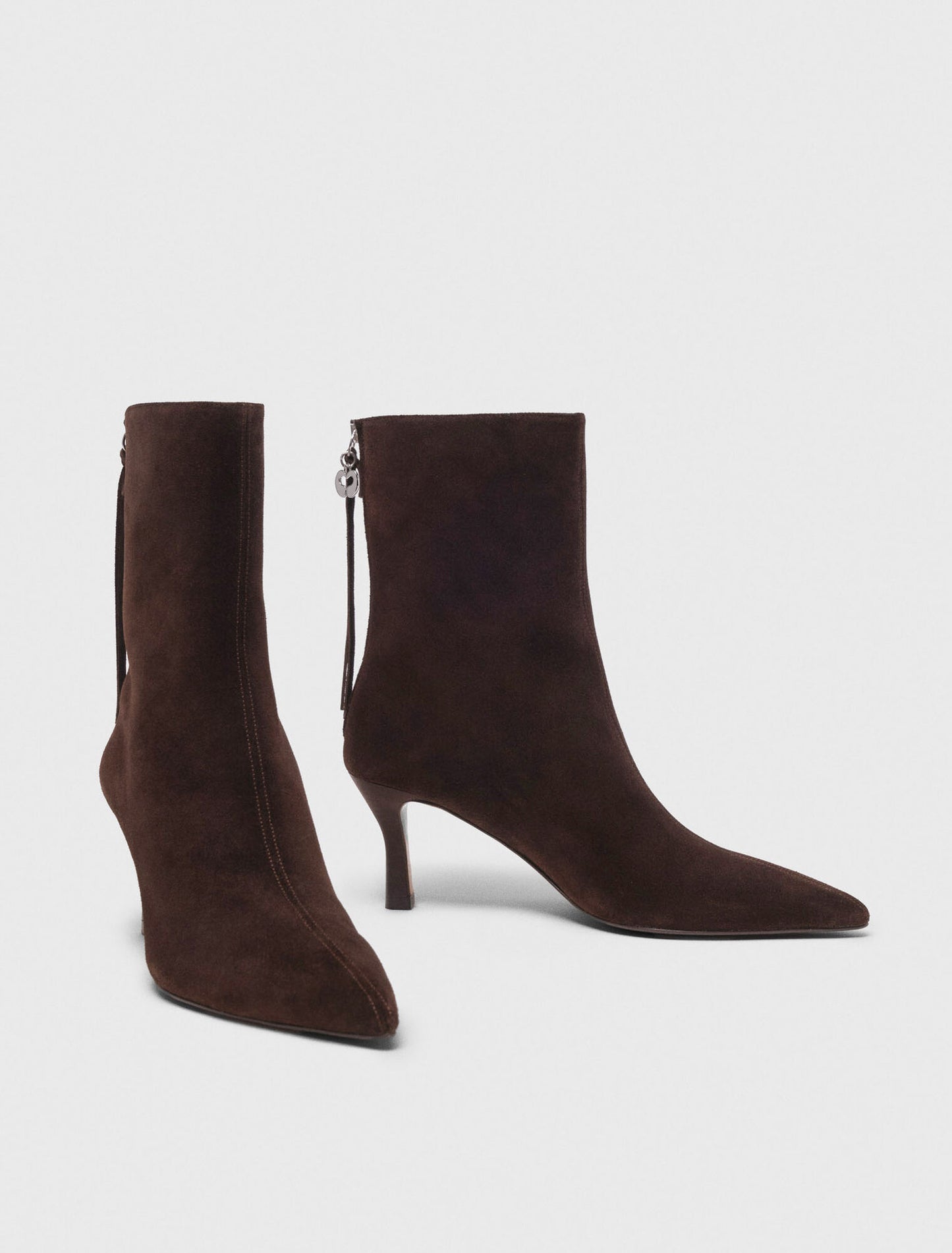Zipped suede ankle boots Dark Brown