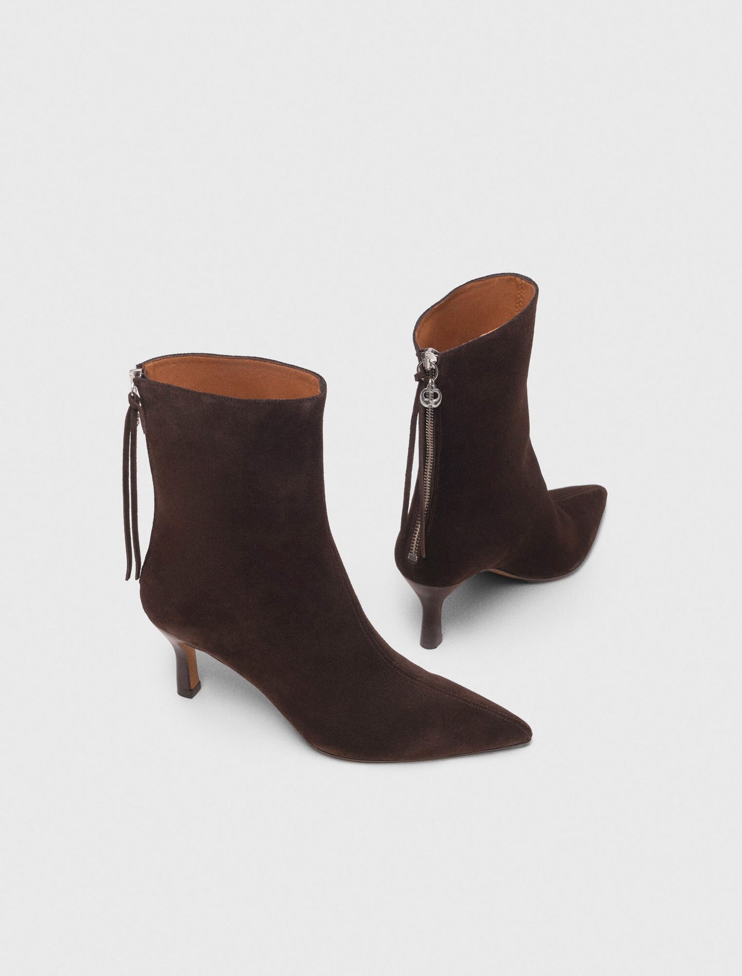 Zipped suede ankle boots Dark Brown