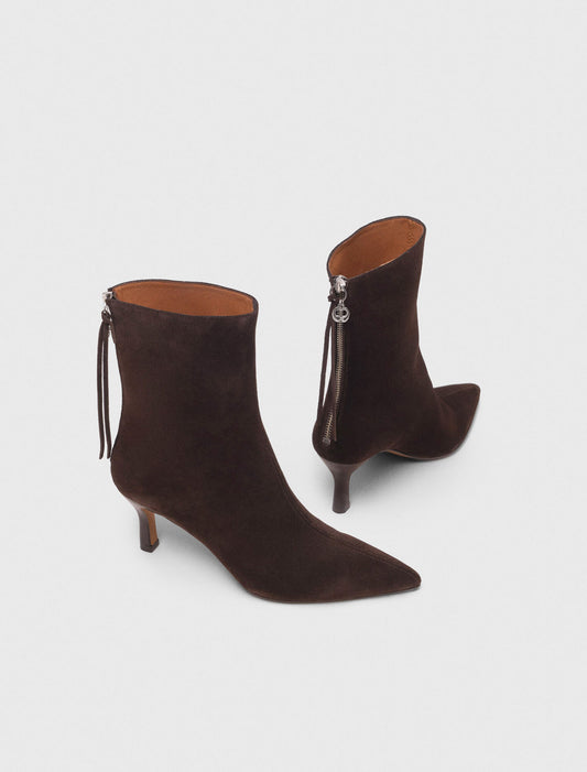 Zipped suede ankle boots Dark Brown