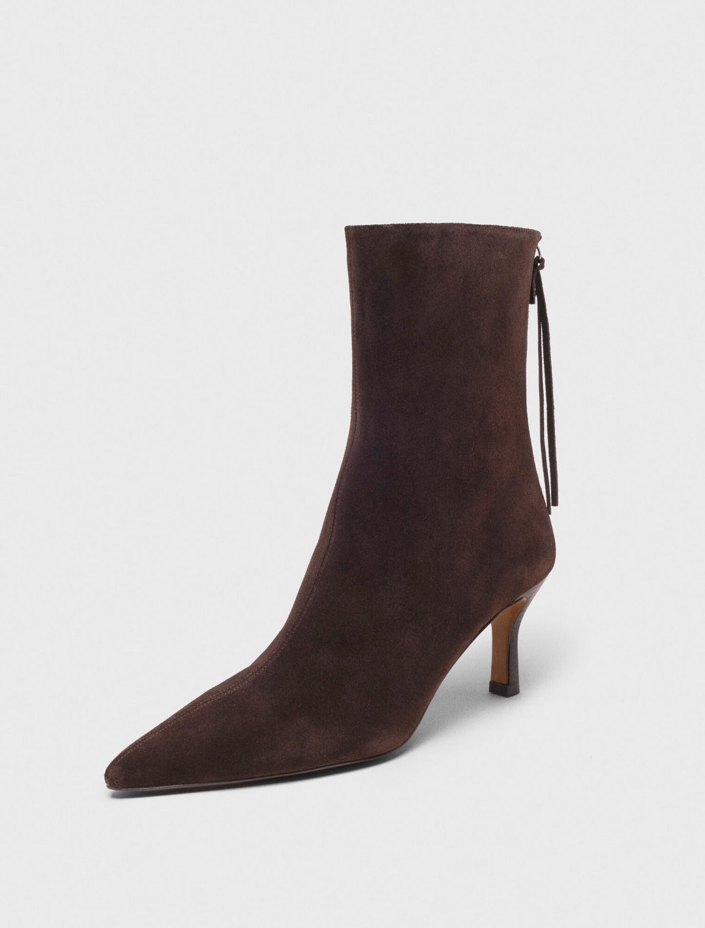 Zipped suede ankle boots Dark Brown
