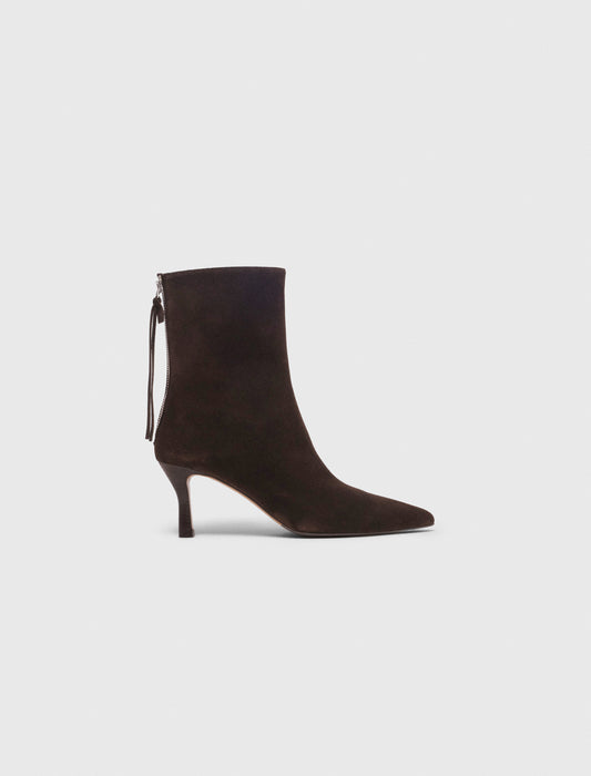 Zipped suede ankle boots Dark Brown