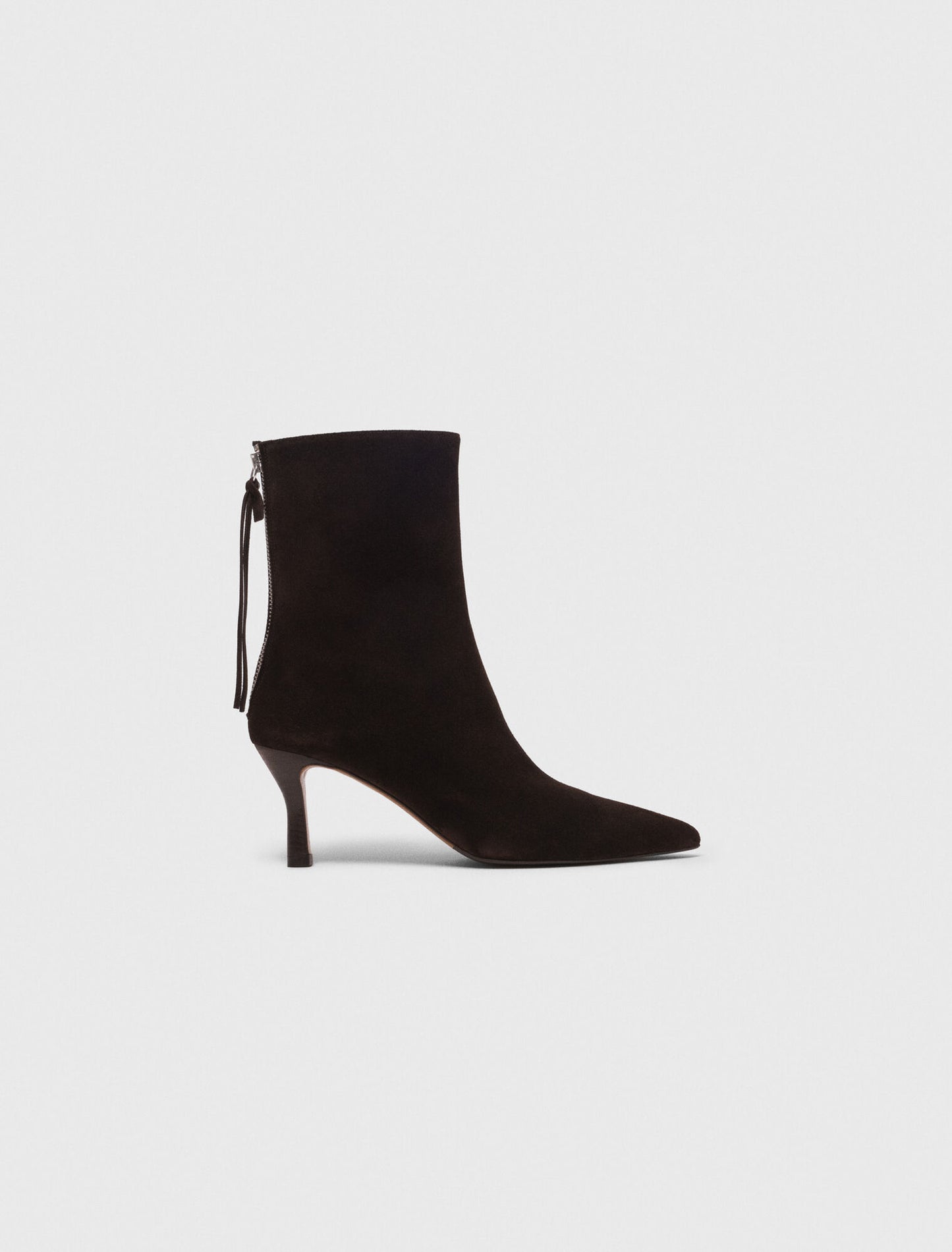 Zipped suede ankle boots Dark Brown