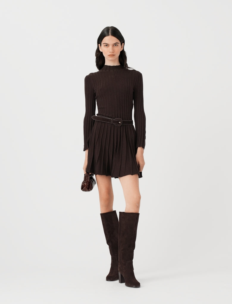 Heeled suede boots Dark Brown