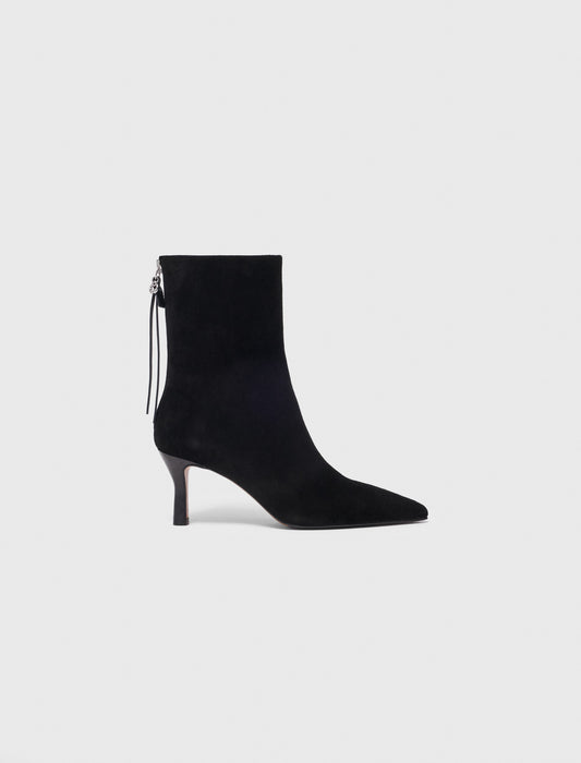 Pointed-toe suede ankle boots Black