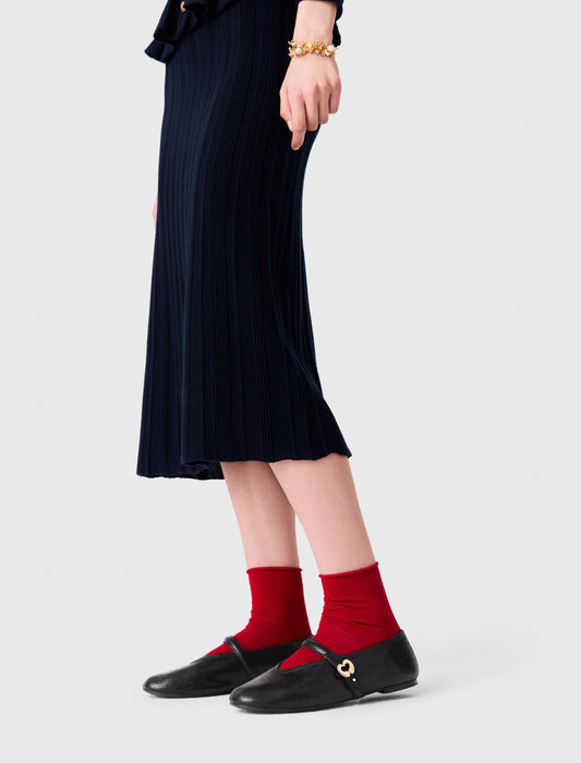 Embossed leather ballet flats Black