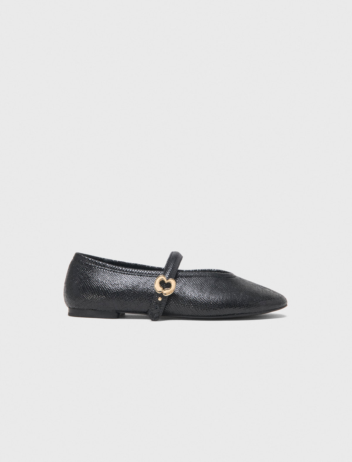 Embossed leather ballet flats Black