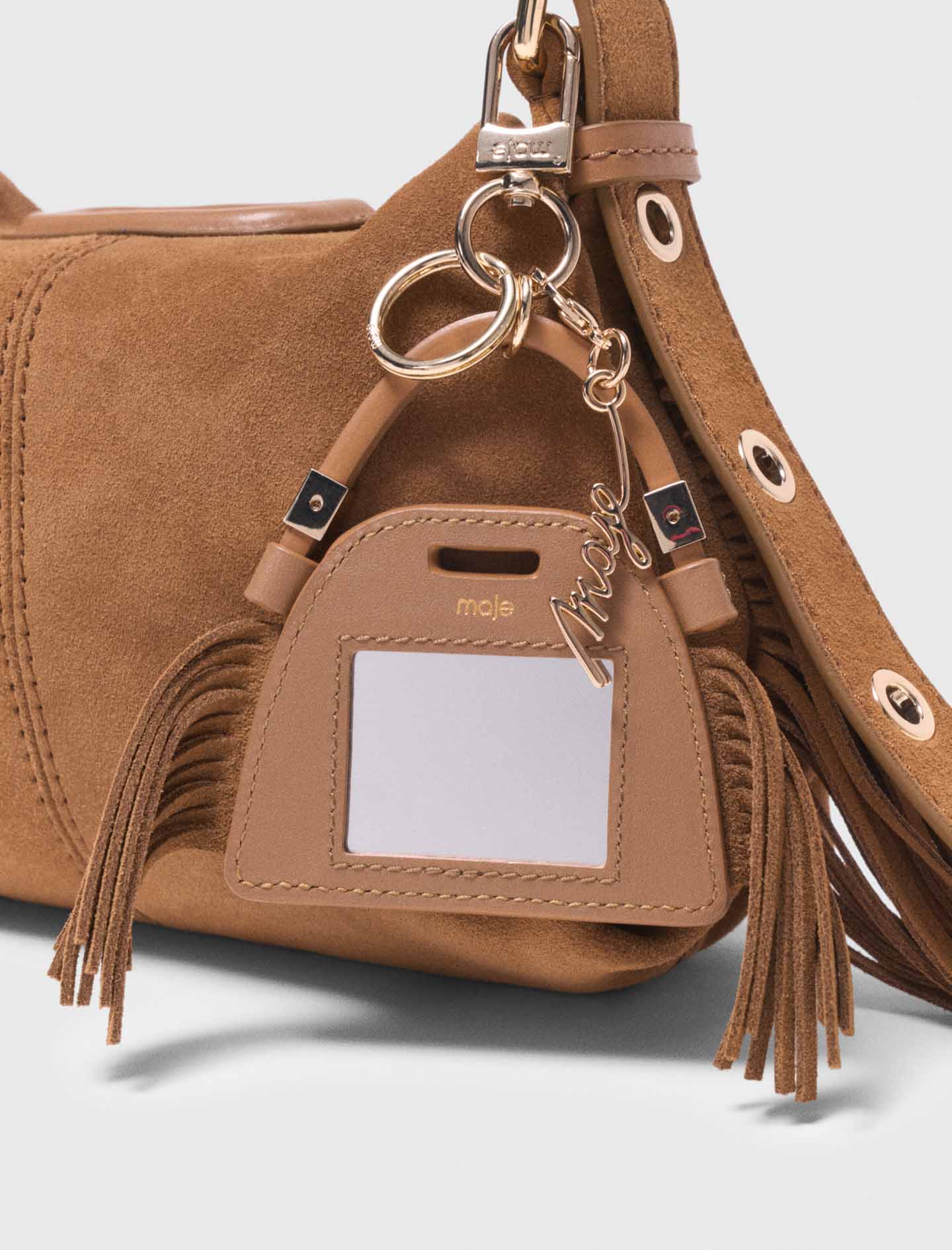 Miss M Mini Mirror Bag Charm Camel