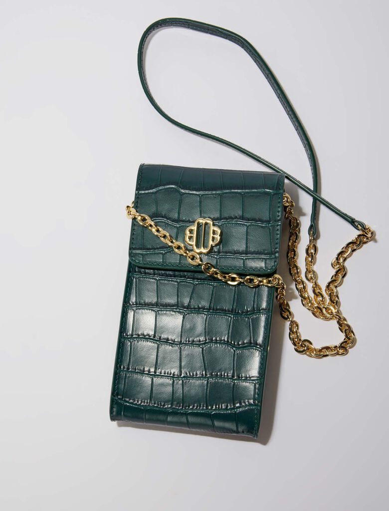 Bottle Green LEATHER PHONE POUCH