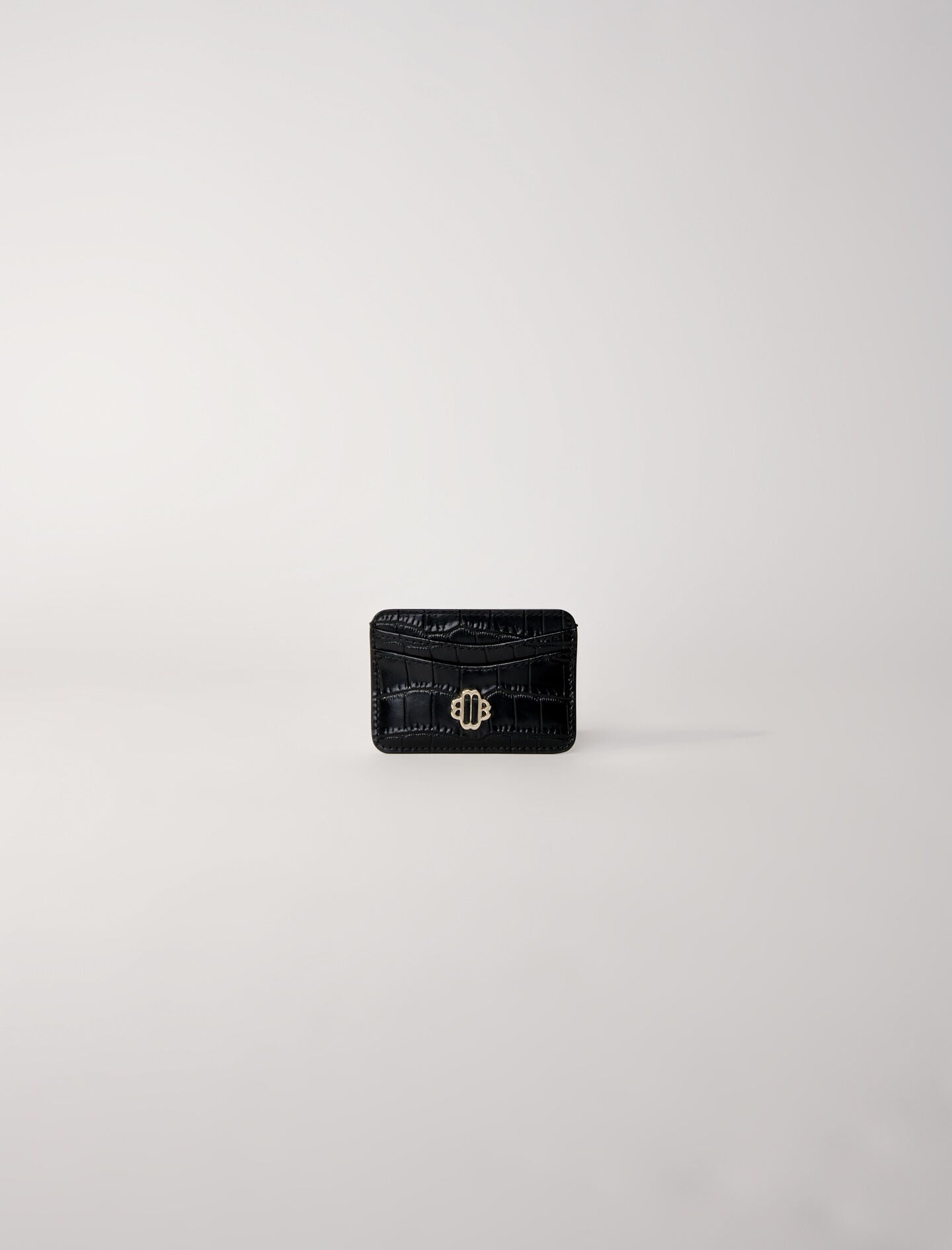 Black-featured-croc-embossed leather card holder