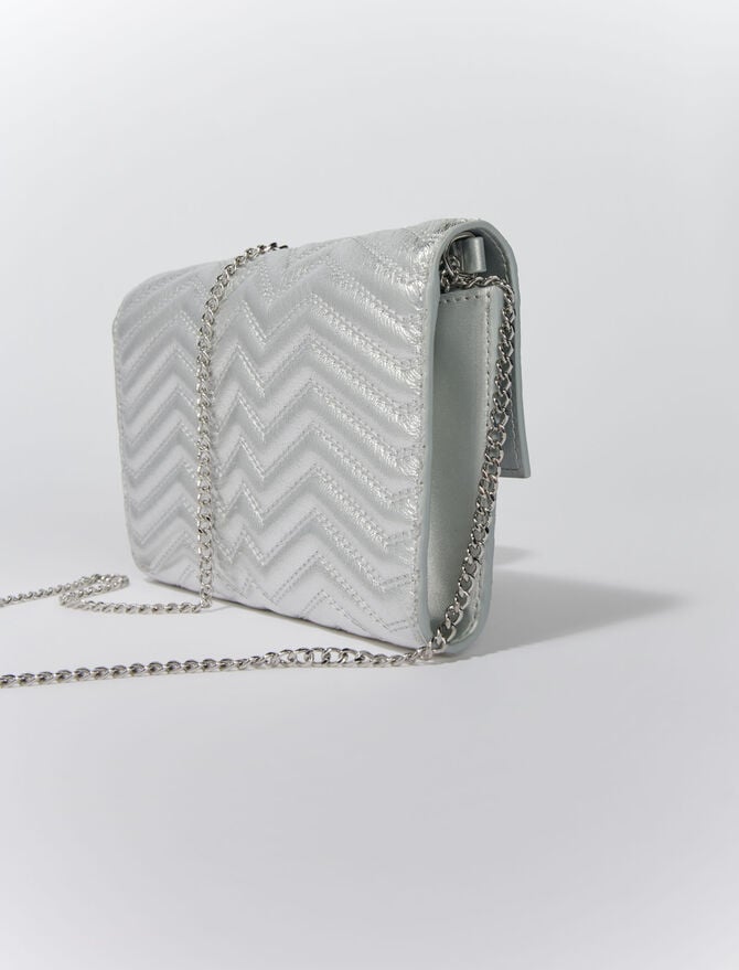 Silver Leather wallet with chain