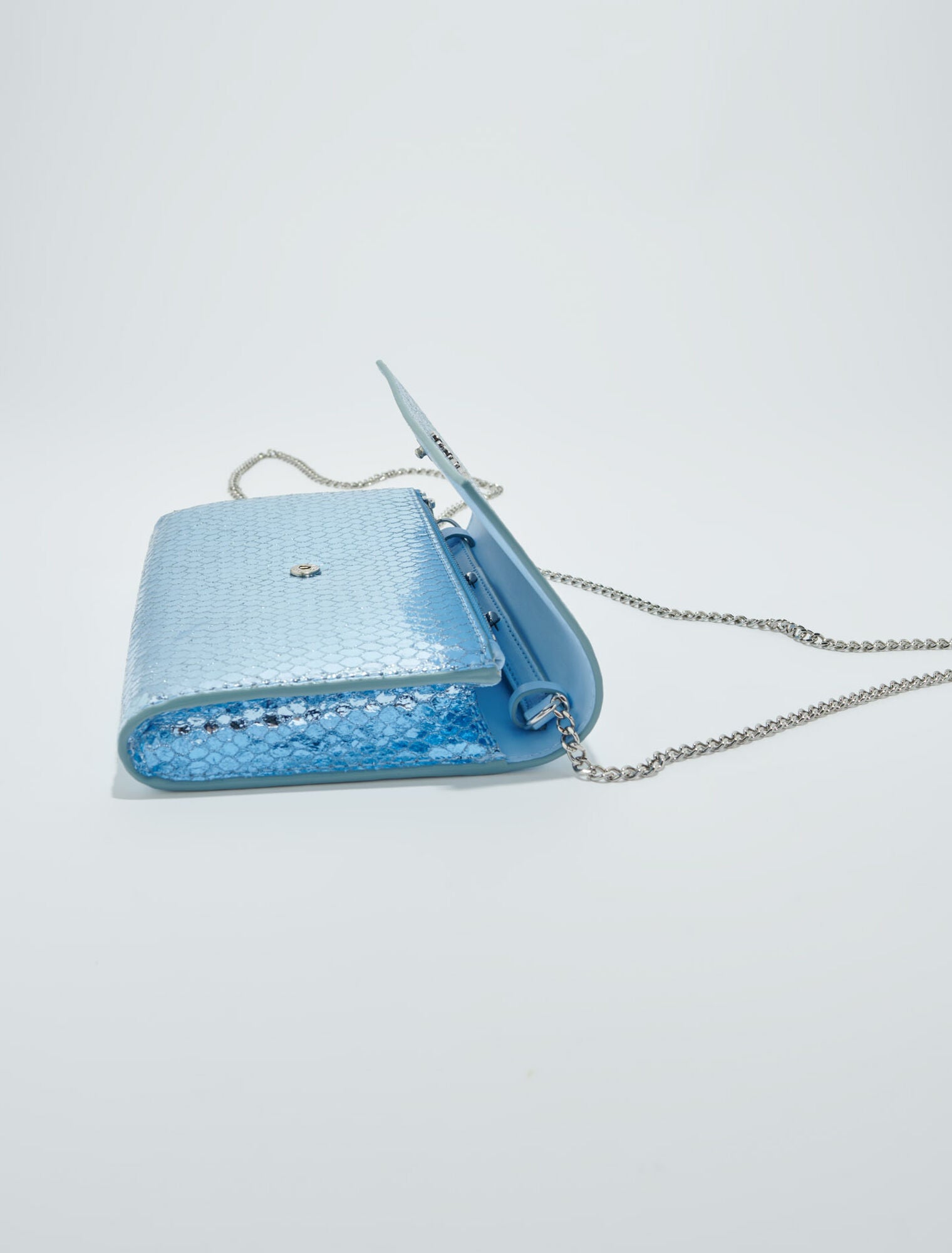 Light Blue-Mock croc leather clutch bag