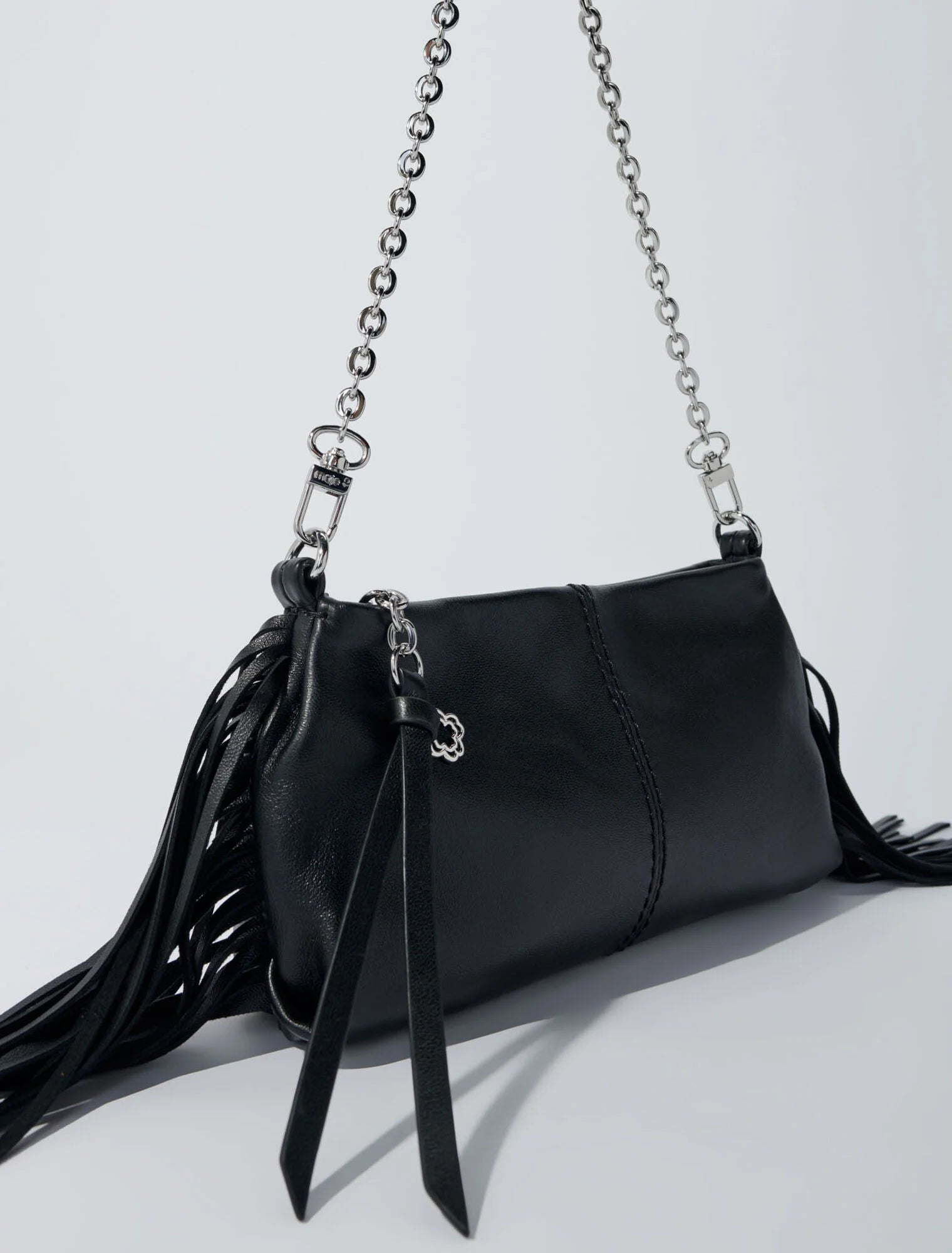 Black-Miss M plain leather clutch bag